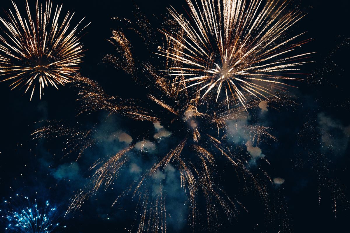 Big and colorful fireworks display as part of a demonstration on how to sell fireworks