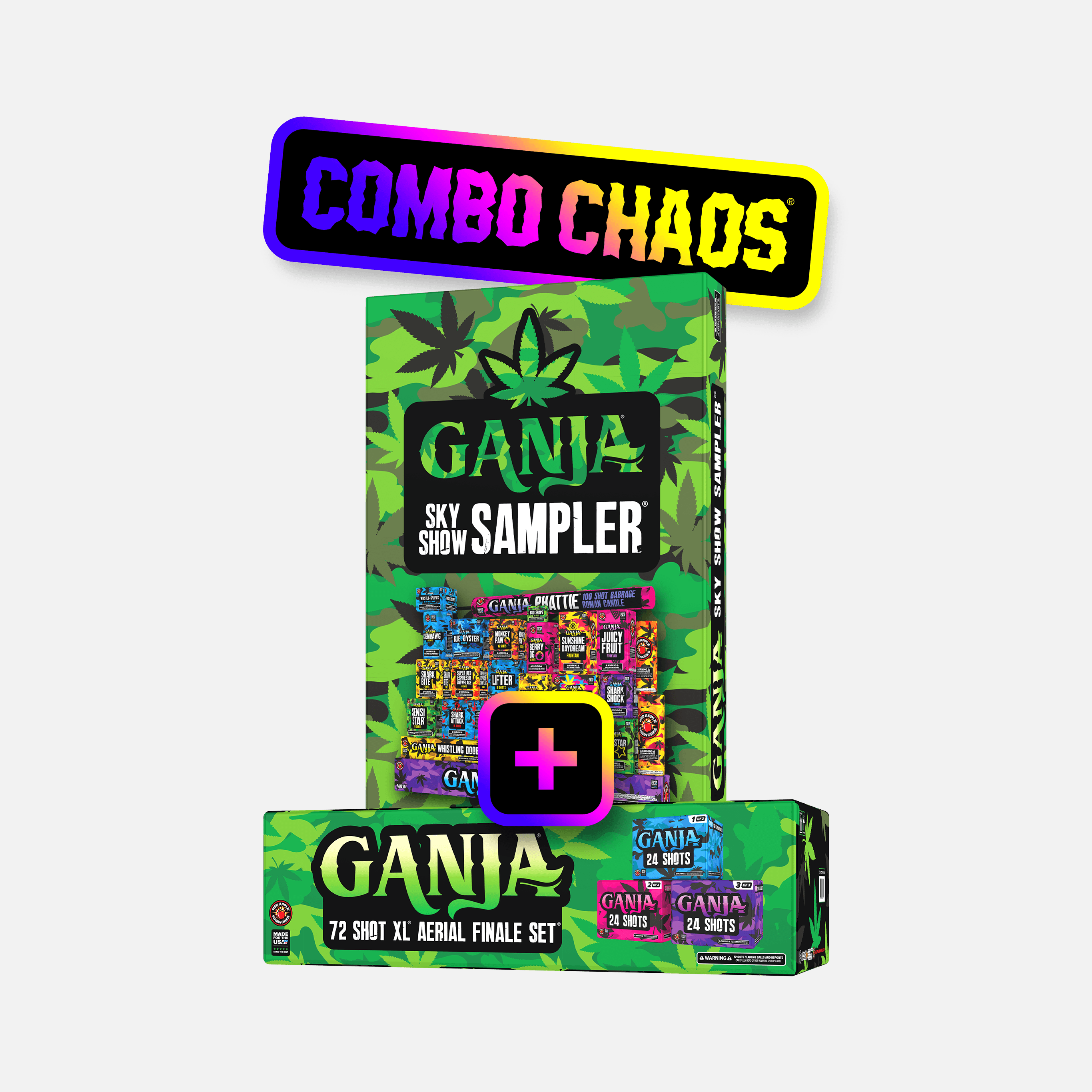 Ganja® 72 Shot XL® Aerial Finale Set® + Ganja® Sky Show Sampler®