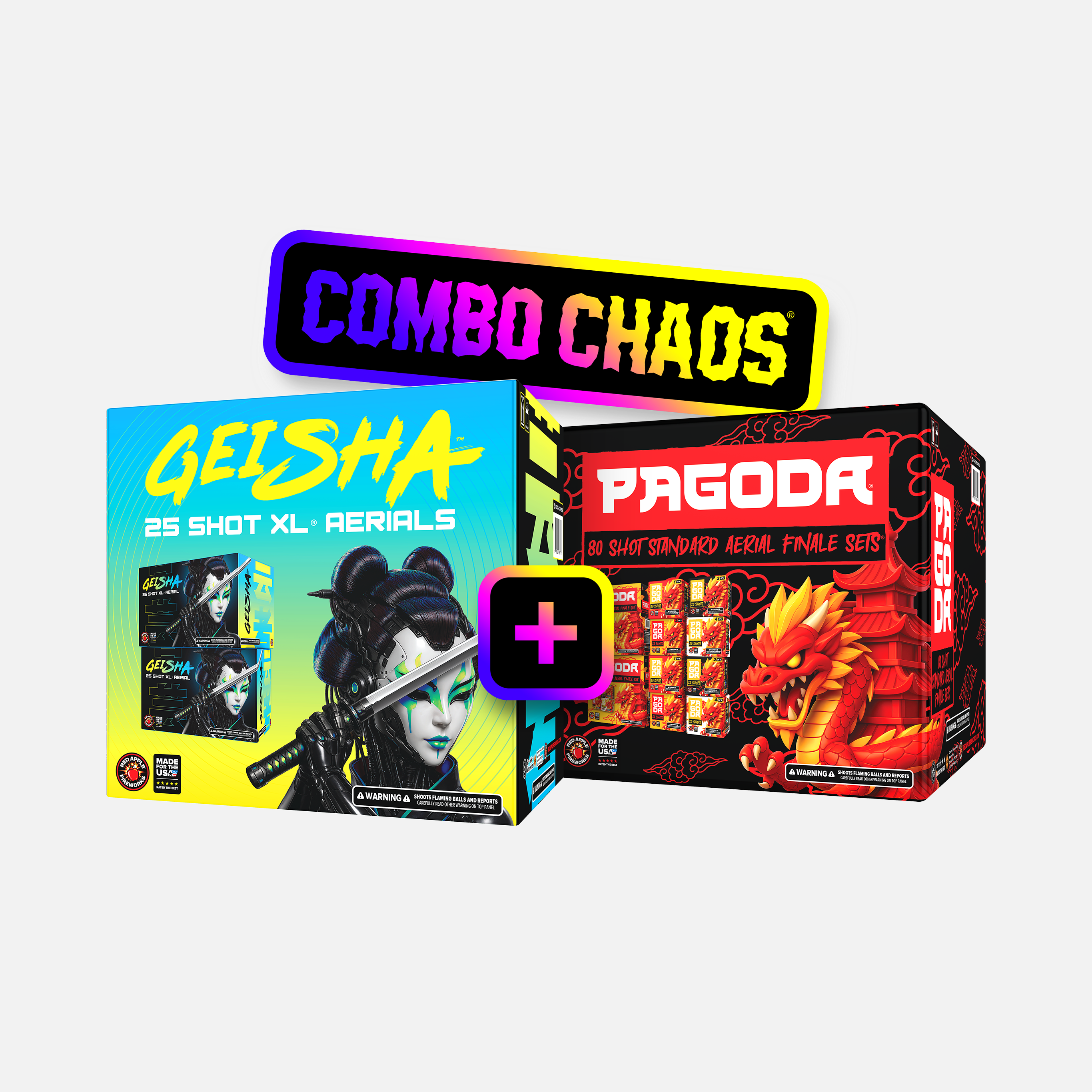 Geisha® 25 Shot XL® Aerials + PAGODA® 80 Shot Standard Aerial Finale Sets®