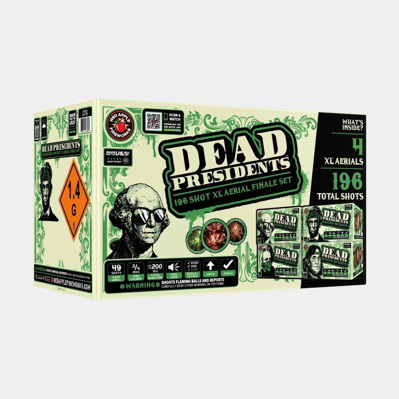 Dead Presidents™ 196 Shot XL® Aerial Finale Set® XL® Finale Sets® (Up to 2000 Grams)