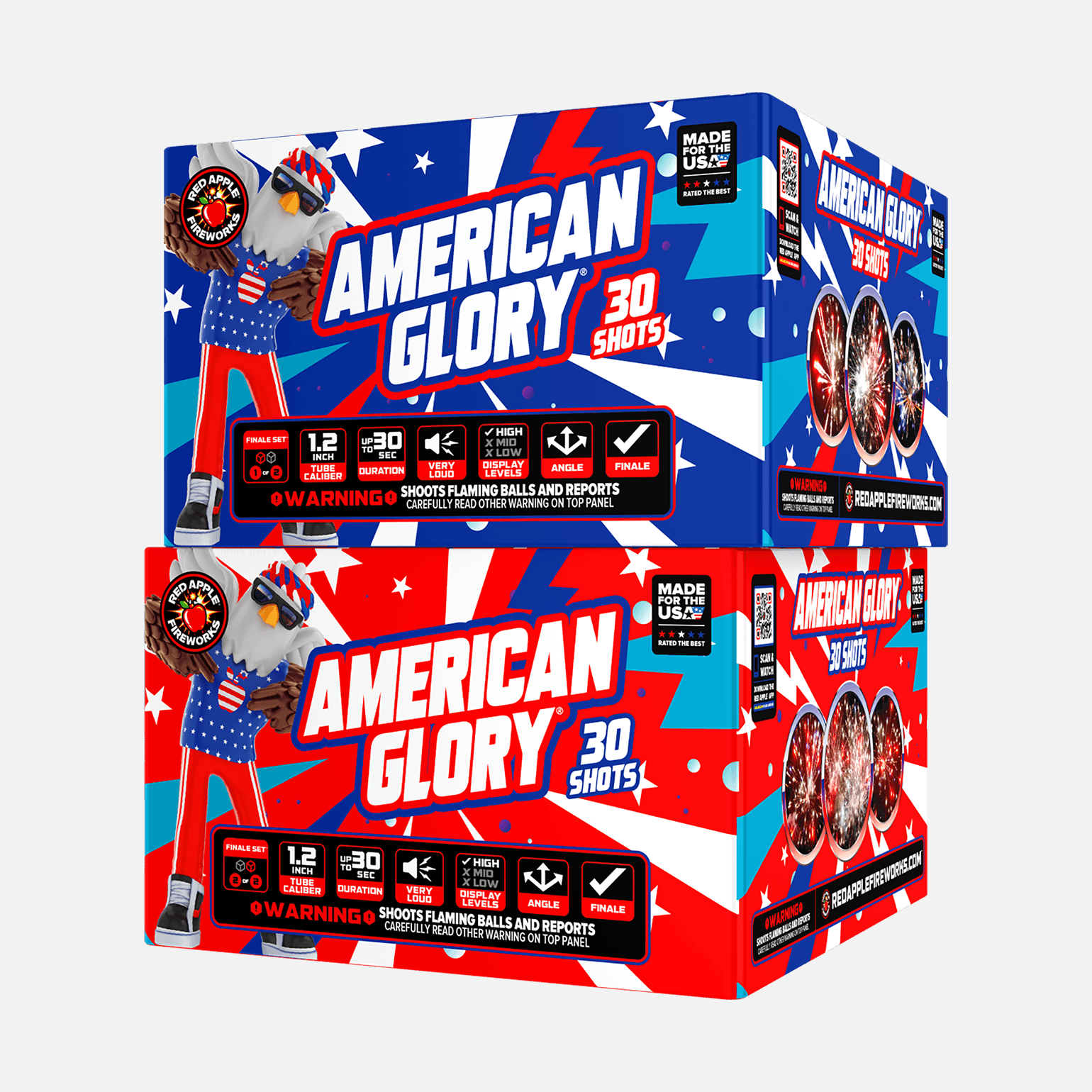 American Glory® 60-Shots XL® Aerial Finale Set® XL® Finale Sets® (Up to 2000 Grams)