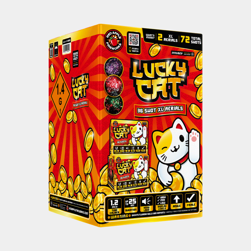 Lucky Cat™ 36-Shots XL® Aerials XL® Aerial Cakes (Up to 500 Grams)