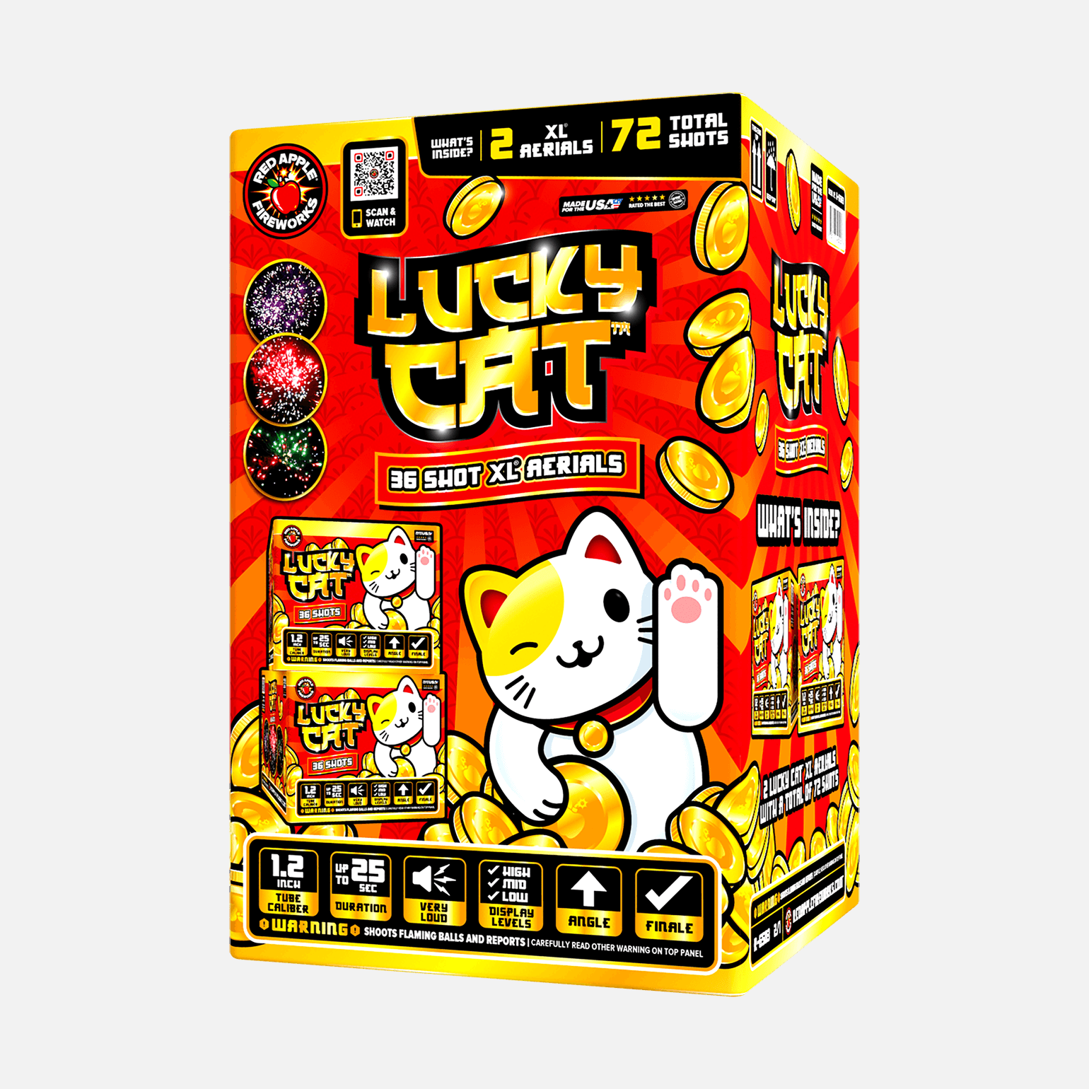 Lucky Cat 36 Shots XL Aerials – Red Apple Fireworks Lucky Cat 36 Shots XL Aerials – Red Apple Fireworks