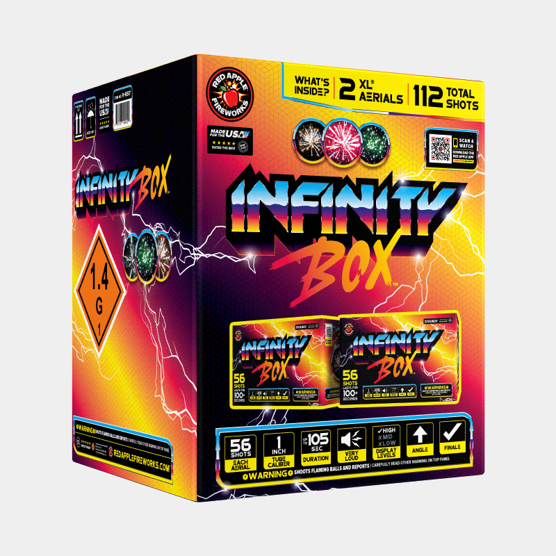 Infinity Box™ 56-Shots XL® Aerials XL® Aerial Cakes (Up to 500 Grams)