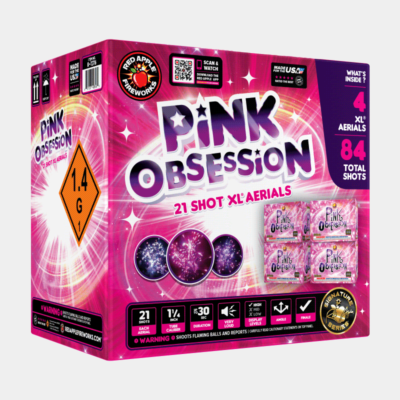 Pink Obsession 21 Shots XL® Aerials by Fire Hawk XL® Aerial Cakes (Up to 500 Grams)