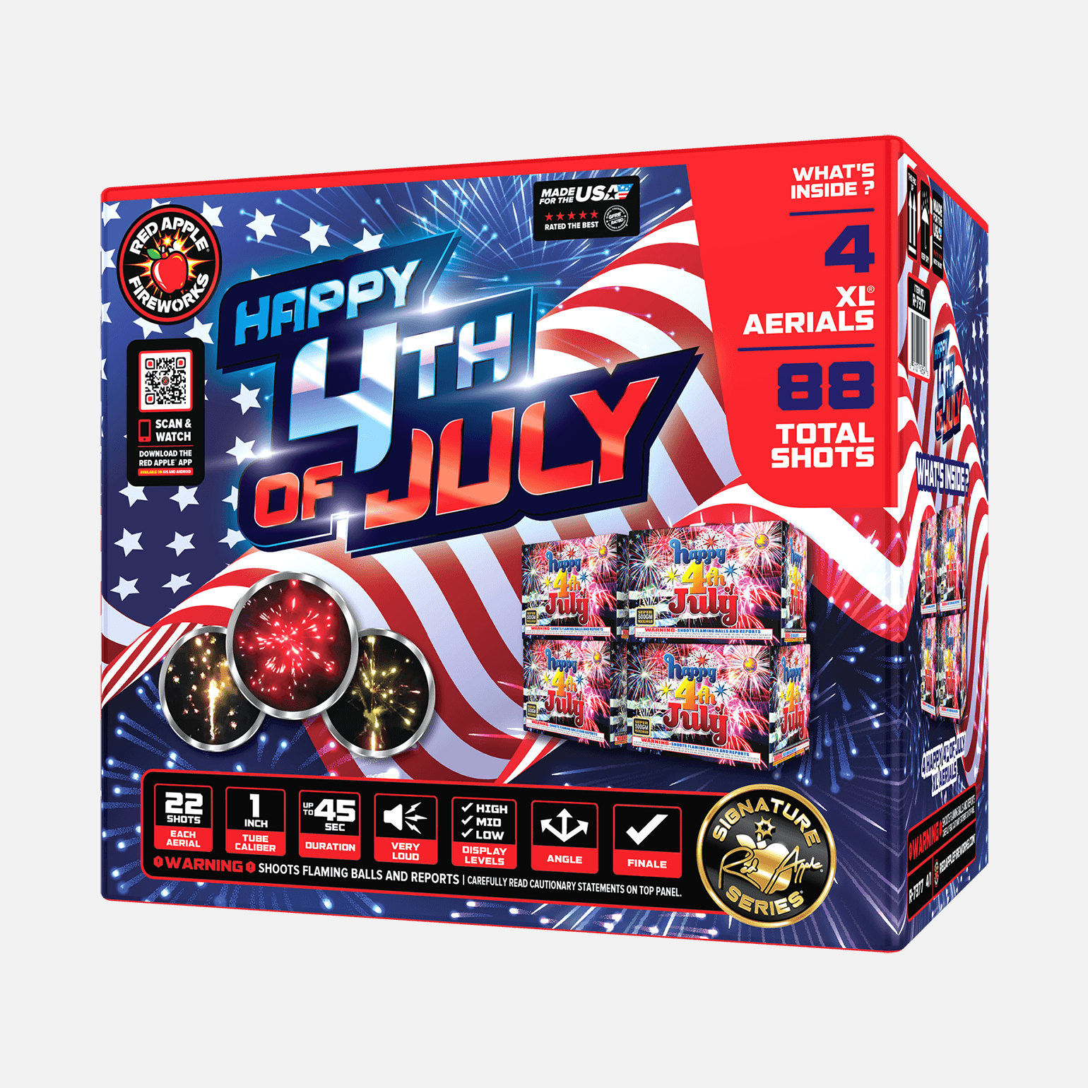 Happy 4th of July 22 Shots XL® Aerial by Firehawk XL® Aerial Cakes (Up to 500 Grams)