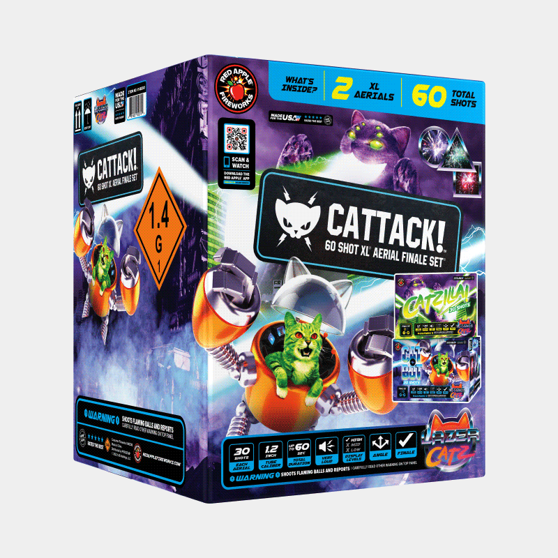 Cattack!™ 60 Shots XL® Aerial Finale Set® XL® Finale Sets® (Up to 2000 Grams)