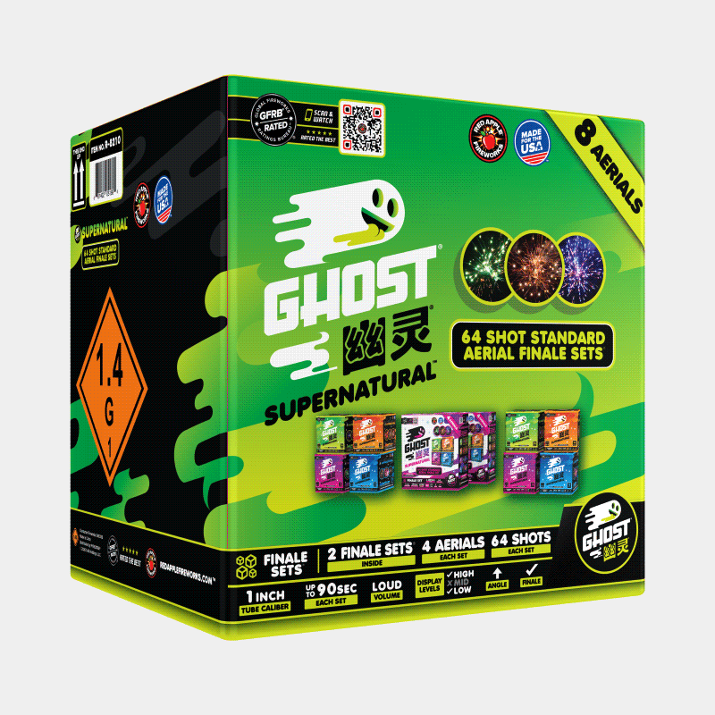 Supernatural™ 64-Shots Standard Aerial Finale Set® Standard Finale Sets® (Up to 1200 Grams)