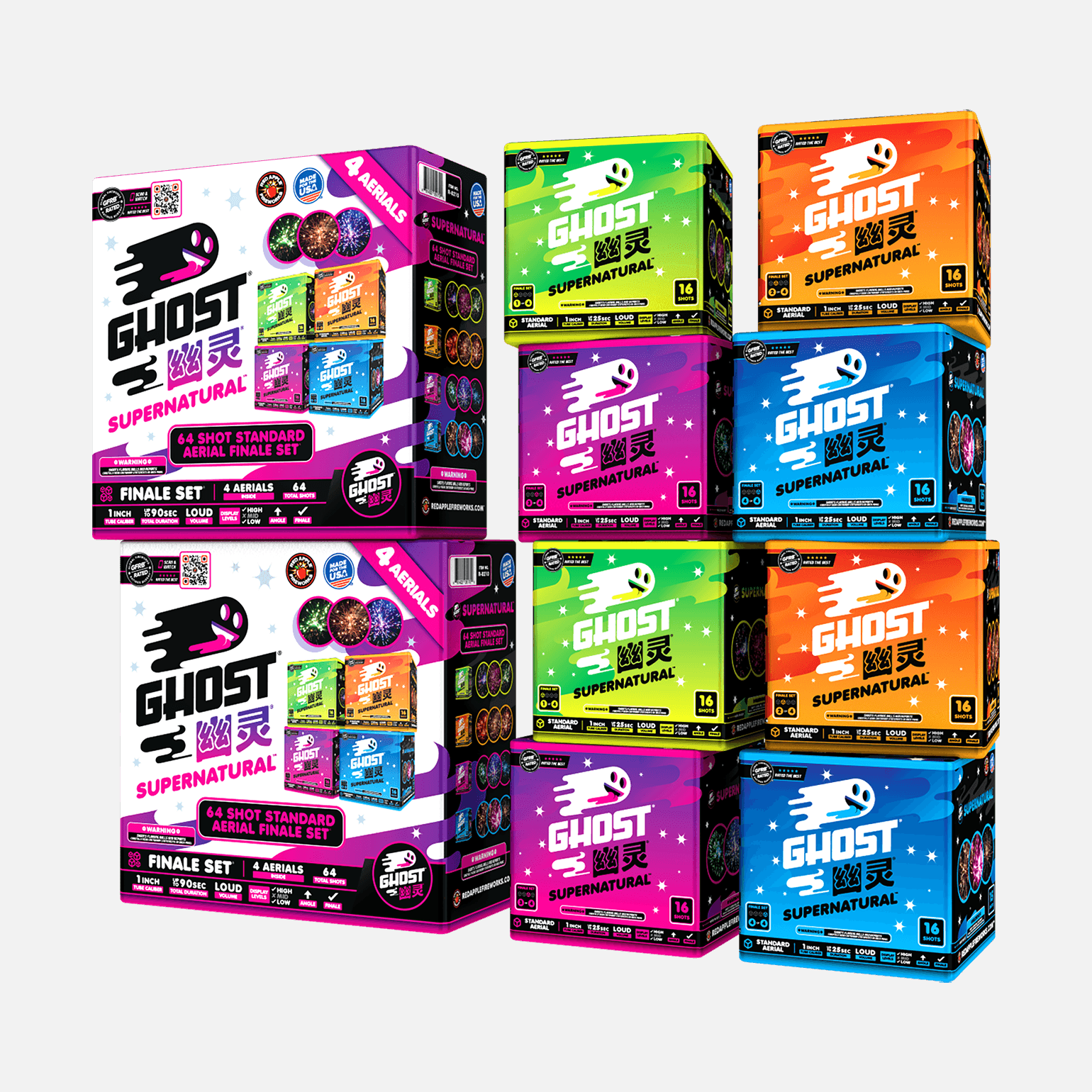 Supernatural™ 64-Shots Standard Aerial Finale Set® Standard Finale Sets® (Up to 1200 Grams)