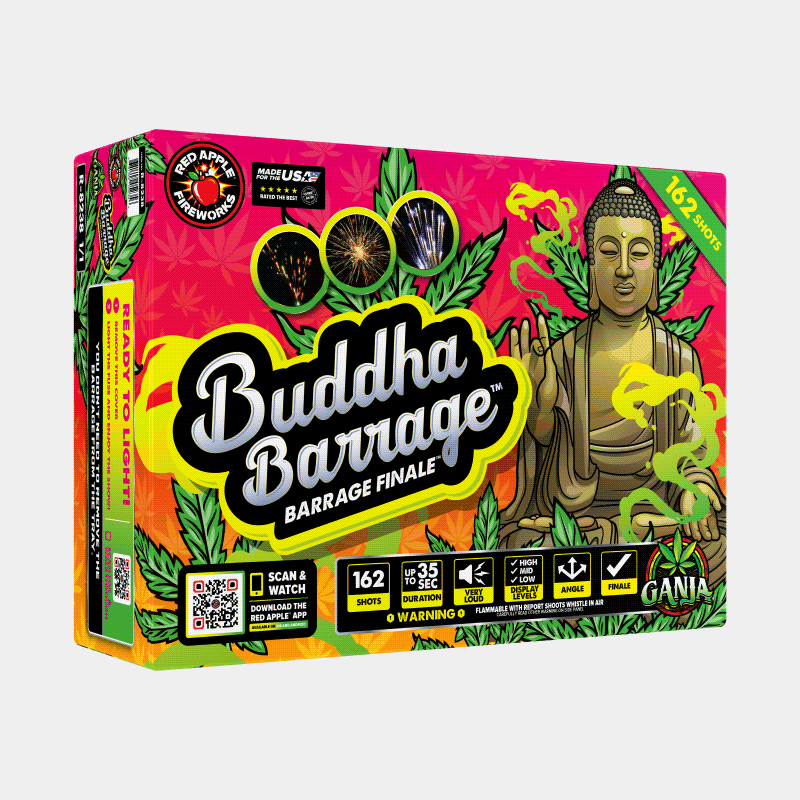 Buddha™ Barrage 162-Shots Barrage Finale™ Barrage Cakes (Up to 500 Grams)