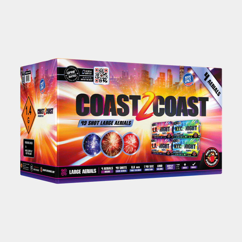 Coast 2 Coast™ 49-Shots Large Aerials Large Aerial Cakes (Up to 350 Grams)