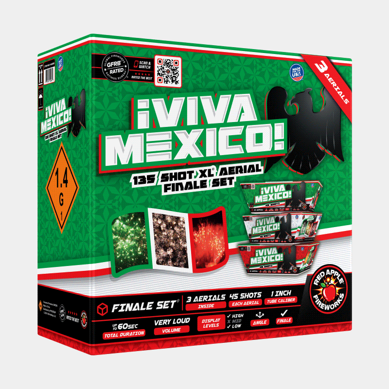 Viva Mexico®! 135-Shots XL® Aerial Finale Set® XL® Finale Sets® (Up to 2000 Grams)