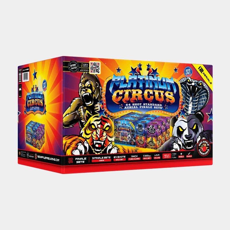 Platinum® Circus 64-Shots Standard Aerial Finale Set® Standard Finale Sets® (Up to 1200 Grams)