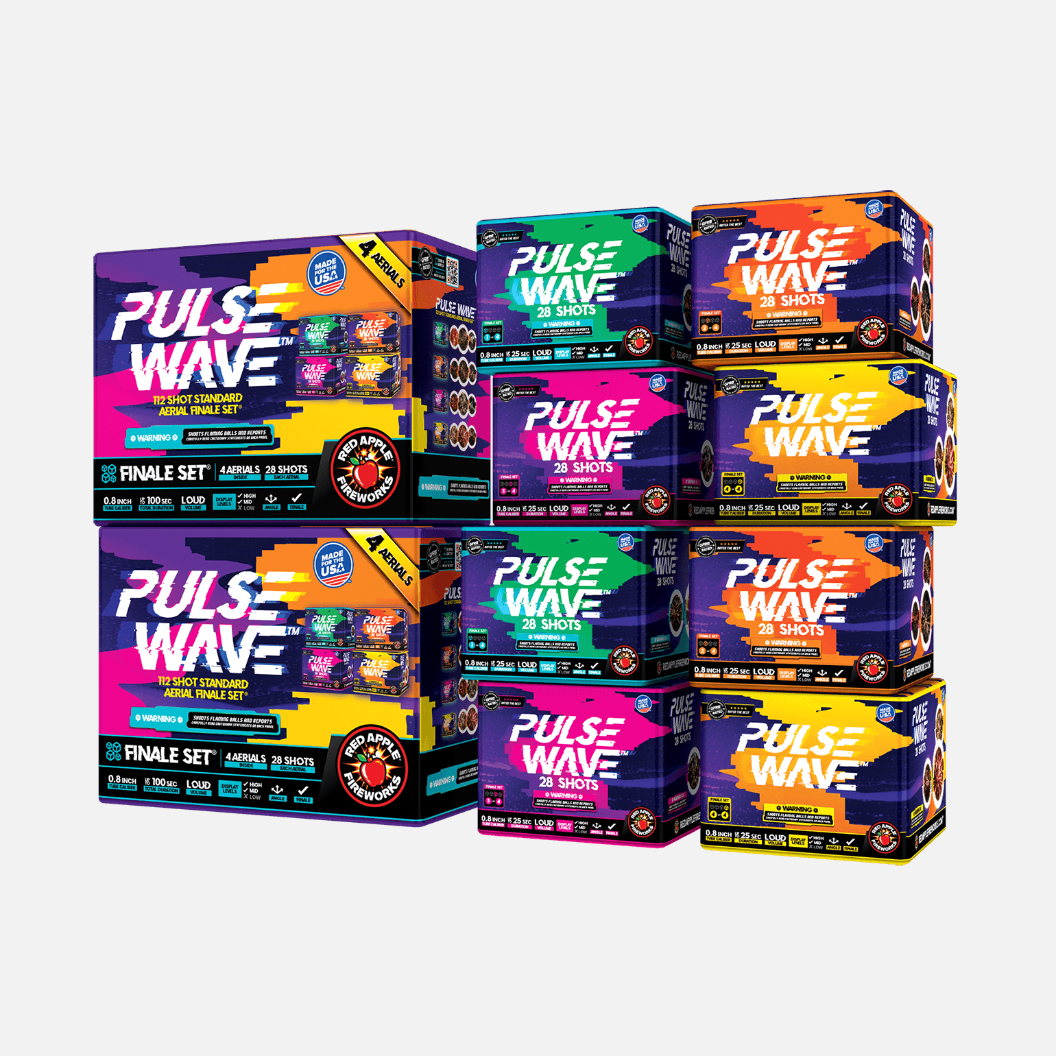 Pulse Wave™ 112-Shots Standard Aerial Finale Sets® Standard Finale Sets® (Up to 1200 Grams)
