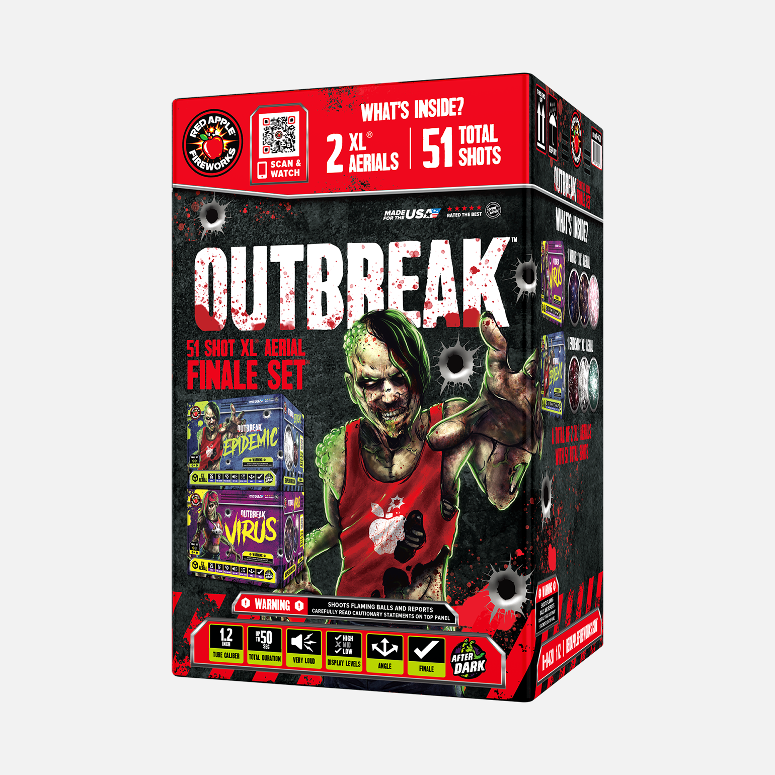 Outbreak™ 51 Shots XL® Aerial Finale Set® XL® Finale Sets® (Up to 2000 Grams)