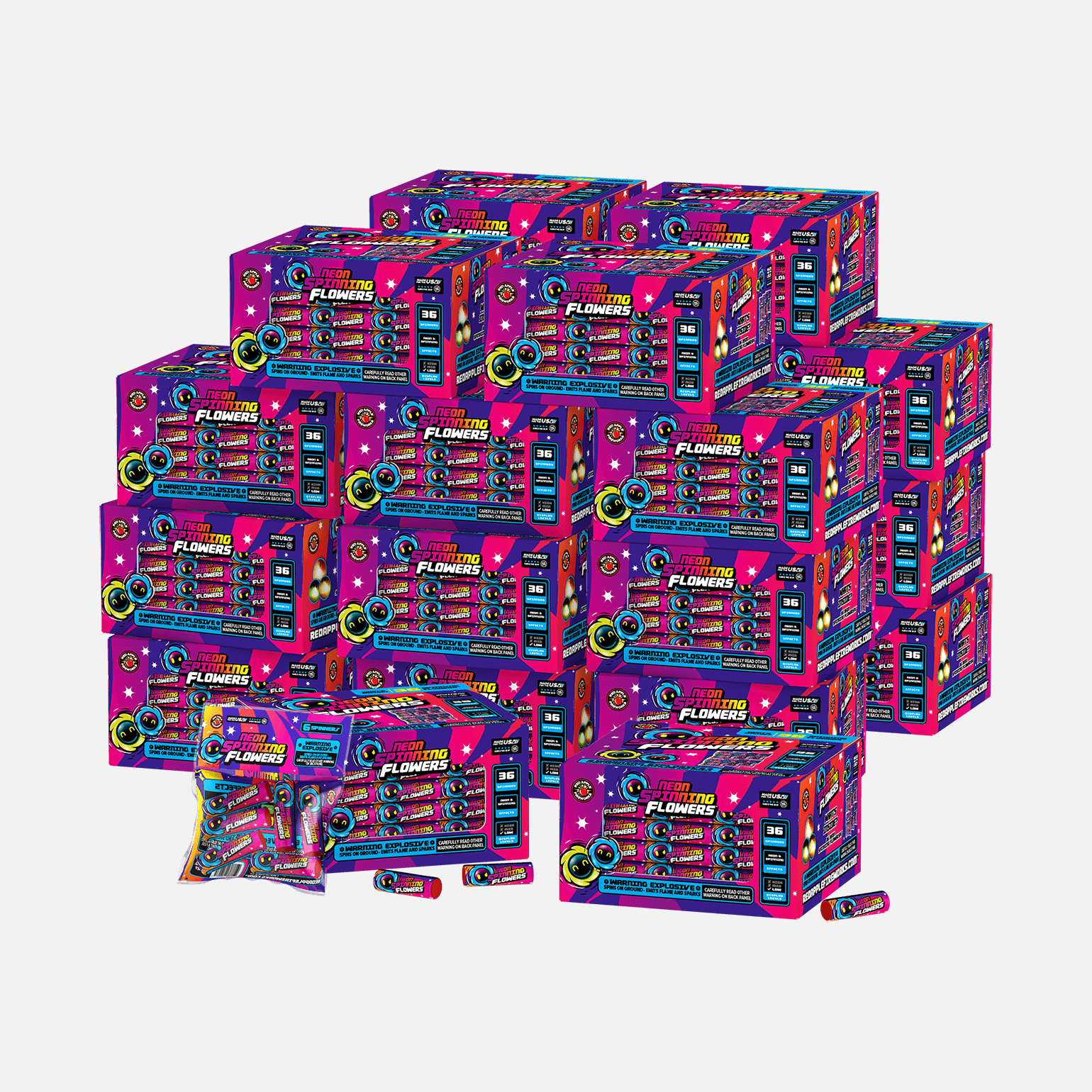 Neon Spinning Flowers™ Ground Spinners