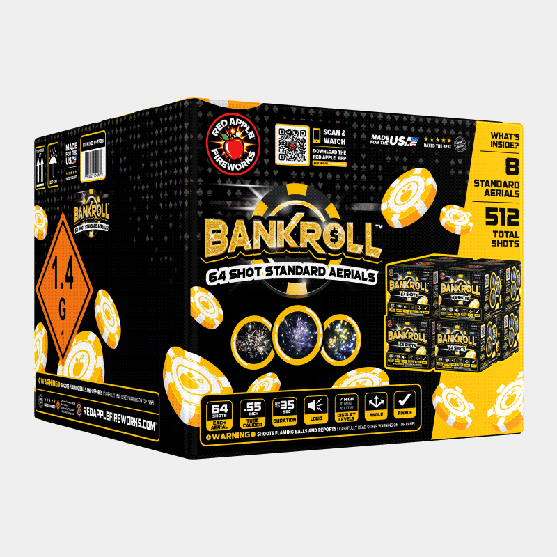 Bankroll™ 64 Shots Standard Aerial Standard Aerial Cakes (Up to 200 Grams)