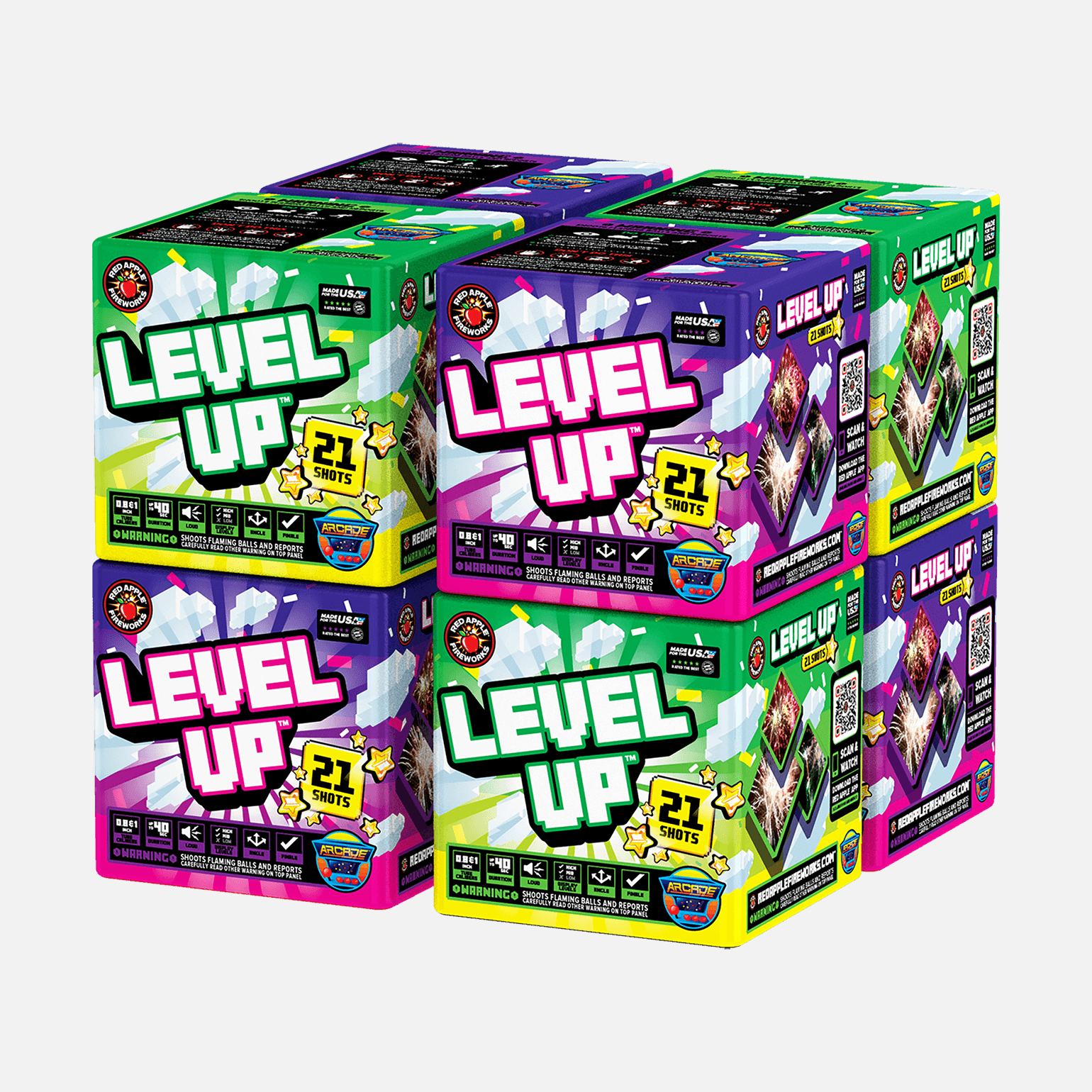 Level Up™ 21 Shots Standard Aerials Standard Aerial Cakes (Up to 200 Grams)