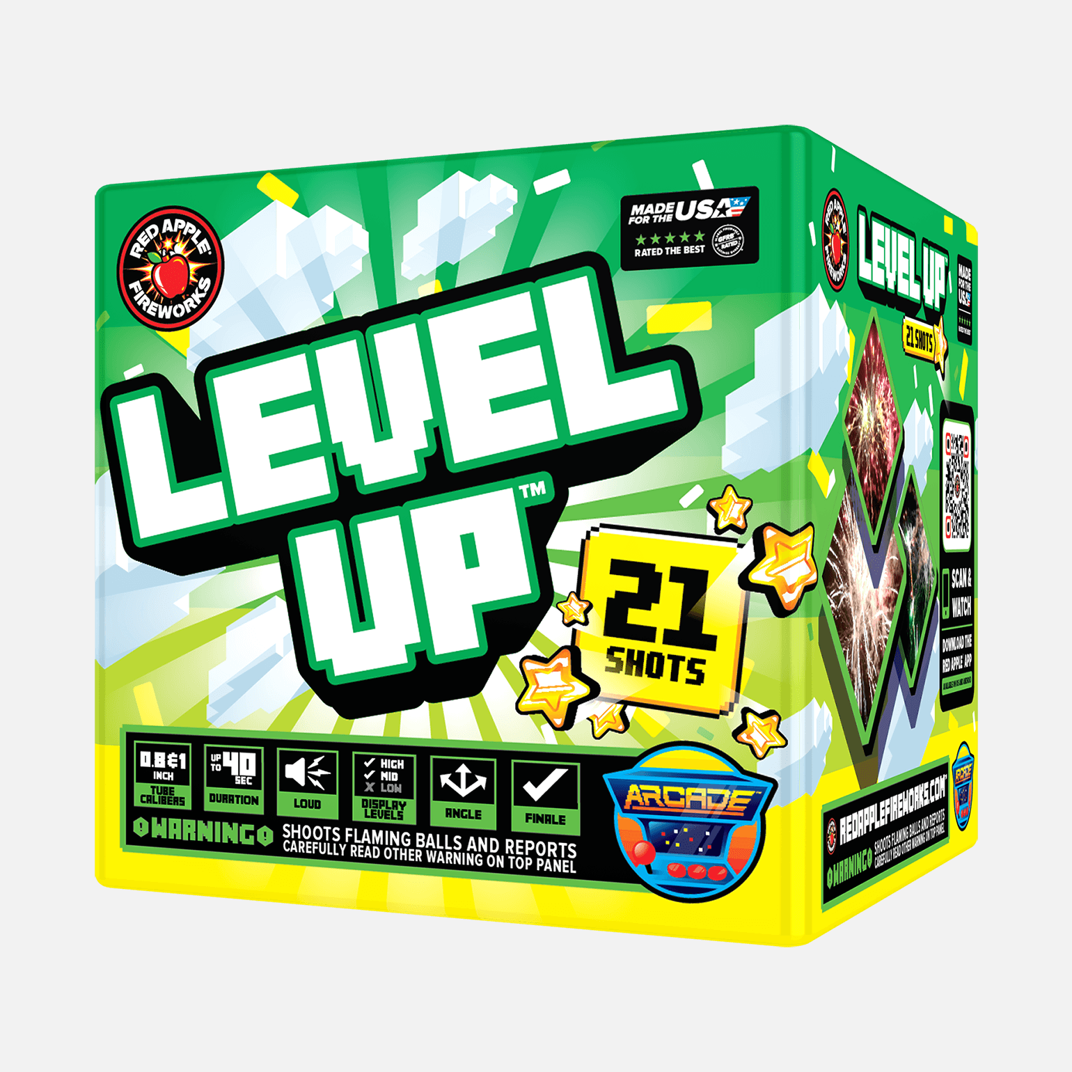 Level Up™ 21 Shots Standard Aerials Standard Aerial Cakes (Up to 200 Grams)