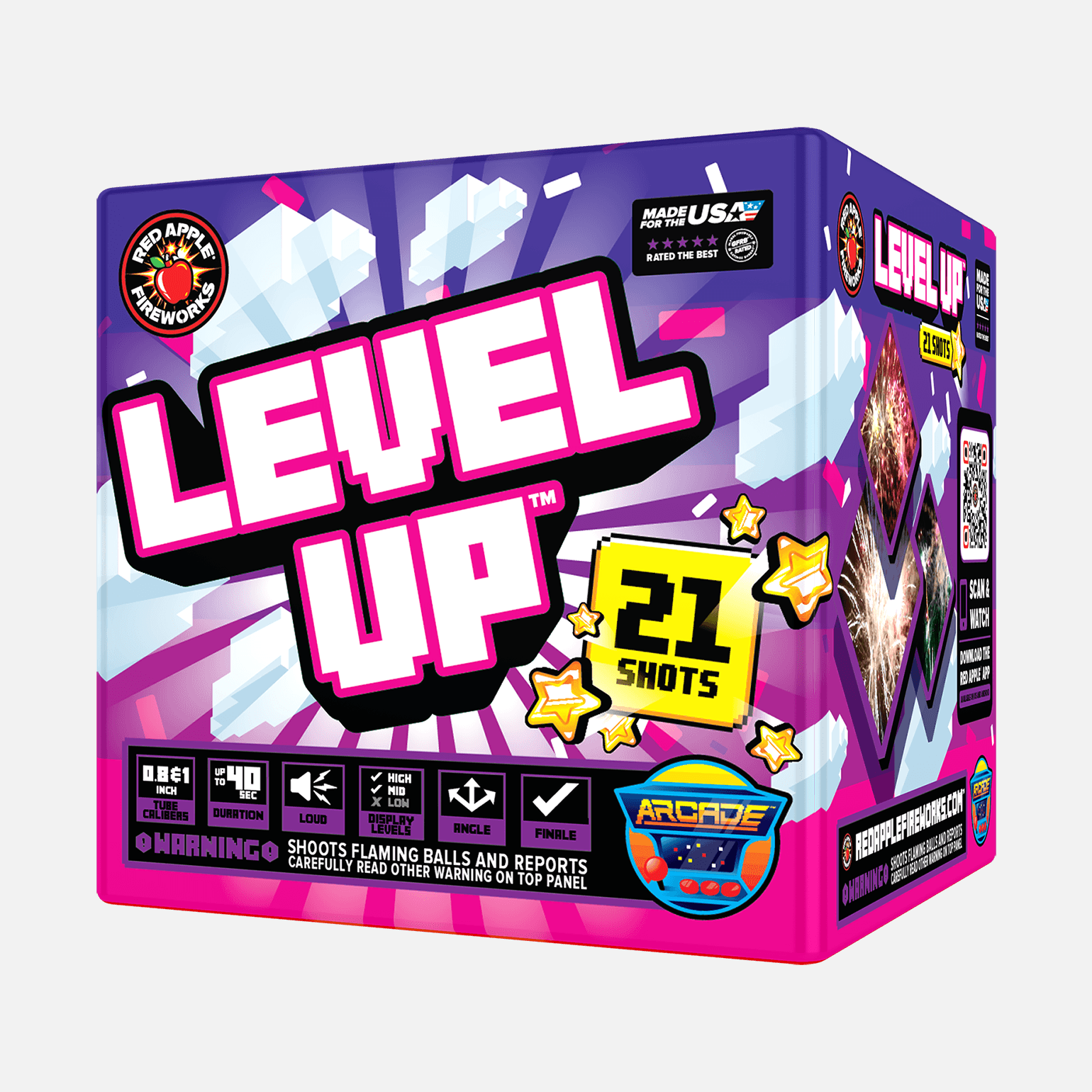 Level Up™ 21 Shots Standard Aerials Standard Aerial Cakes (Up to 200 Grams)