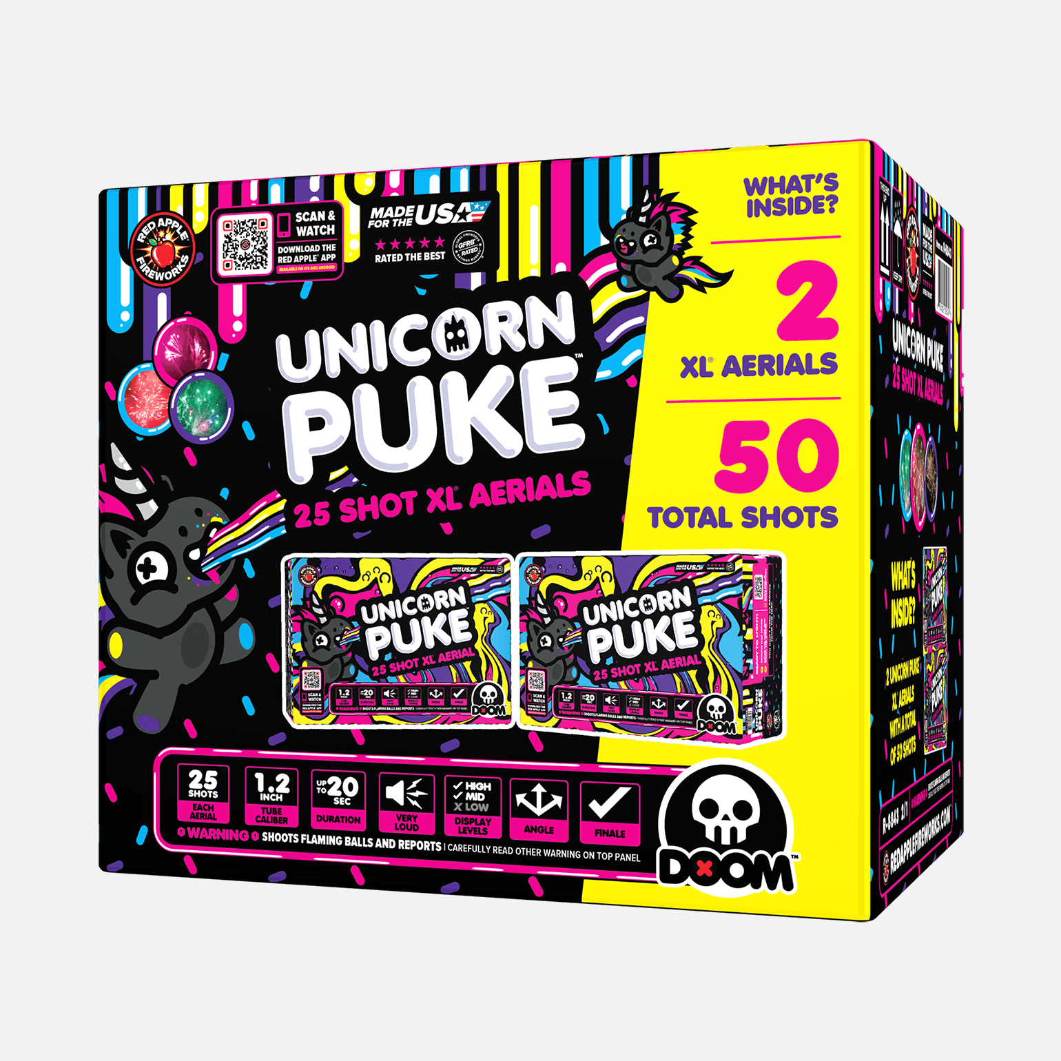 Unicorn Puke® 25 Shots XL® Aerials XL® Aerial Cakes (Up to 500 Grams)