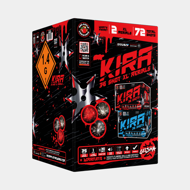 KIRA™ 36 Shots XL® Aerials XL® Aerial Cakes (Up to 500 Grams)