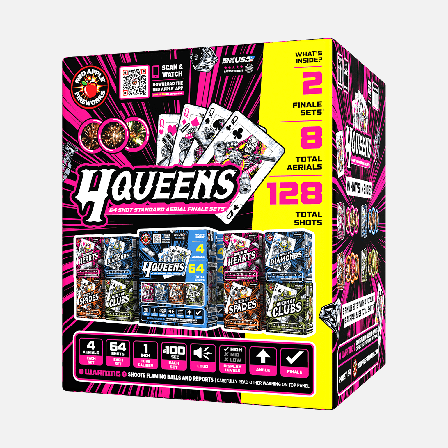 Buy 4 Queens™ 64 Shots Standard Aerial Finale Set® Fireworks Online Buy 4 Queens™ 64 Shots Standard Aerial Finale Set® Fireworks Online