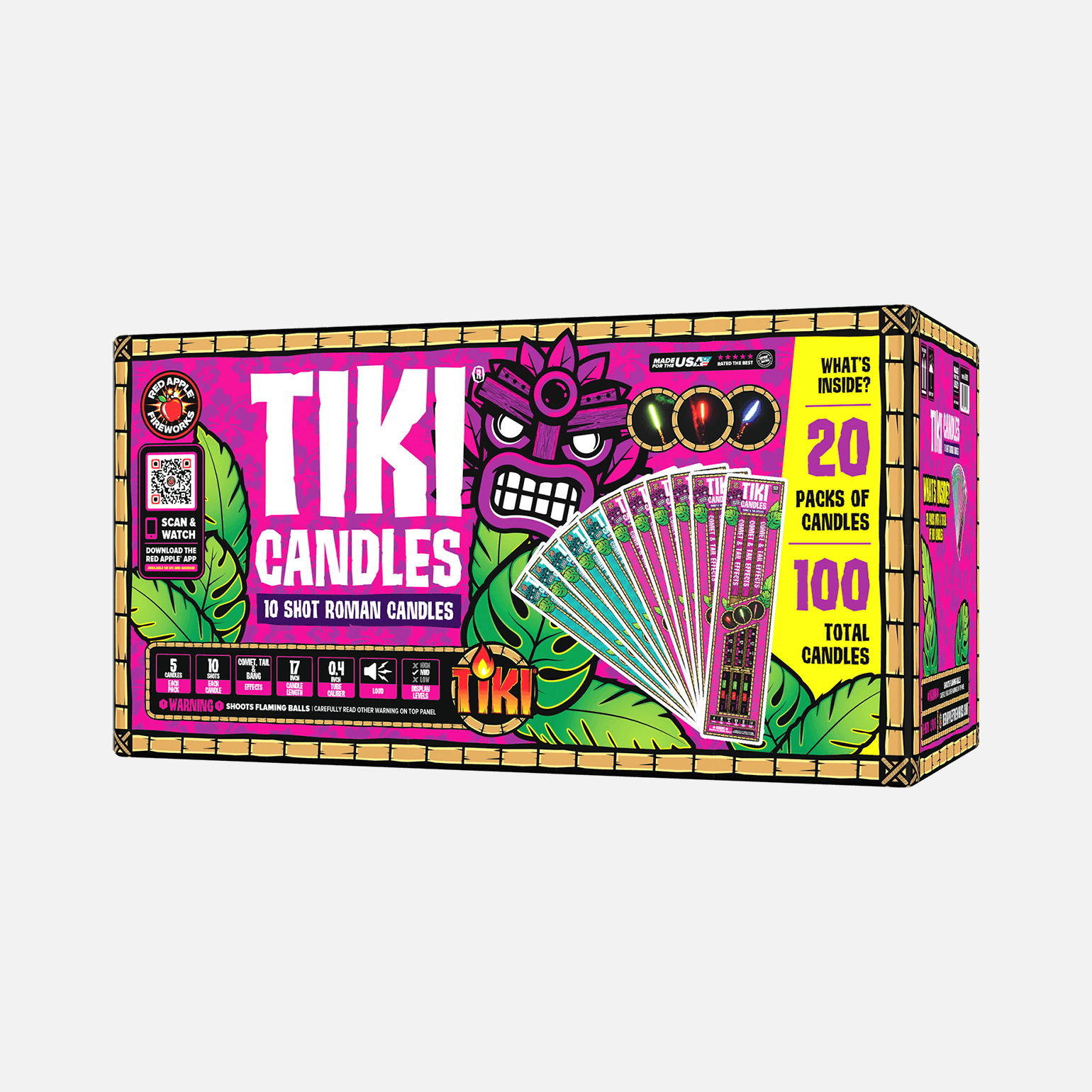 Tiki Candles 10 Shots Roman Candles – Red Apple