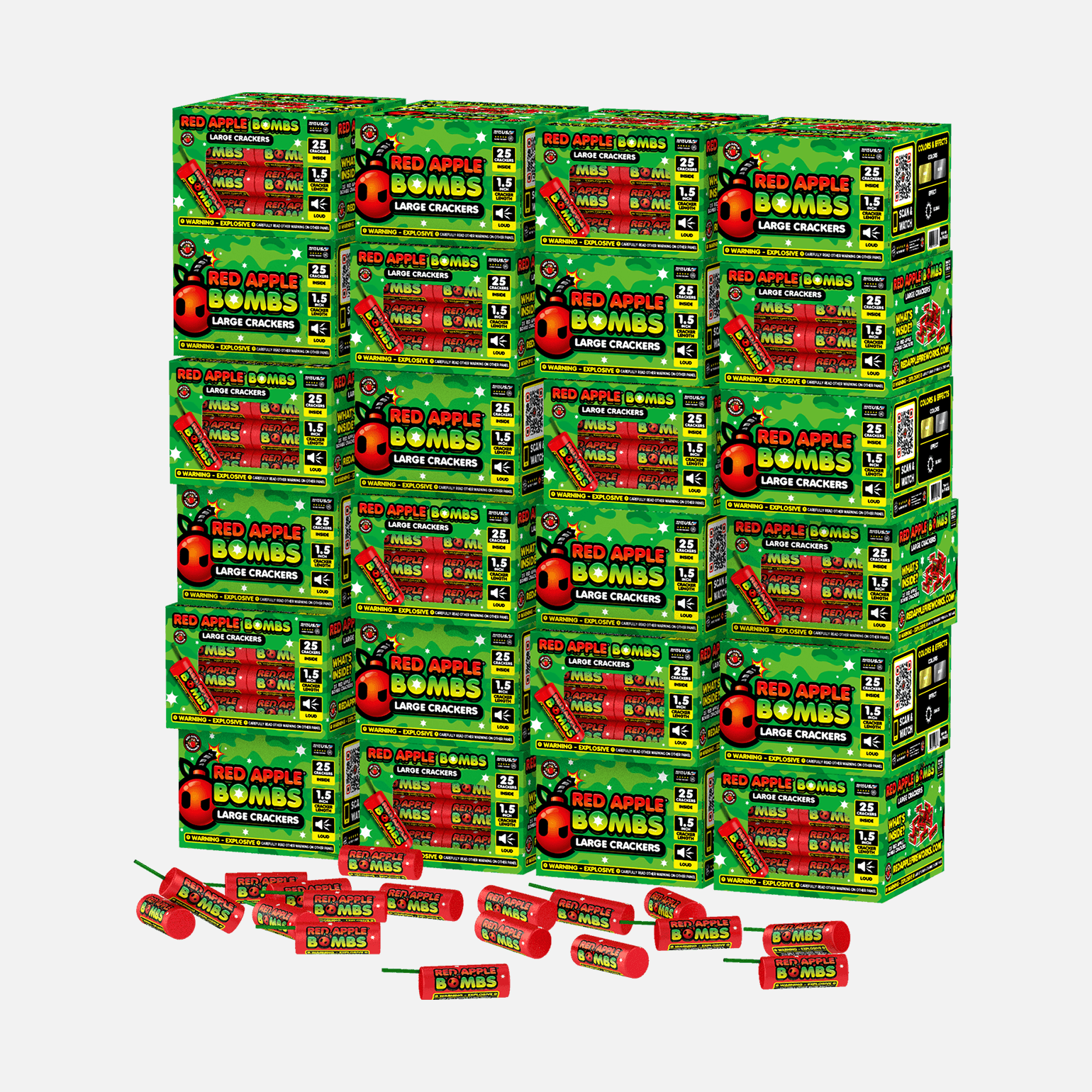 Red Apple® Bombs 25 Shot M-1000 Firecrackers in Box Single-Fuse Firecrackers