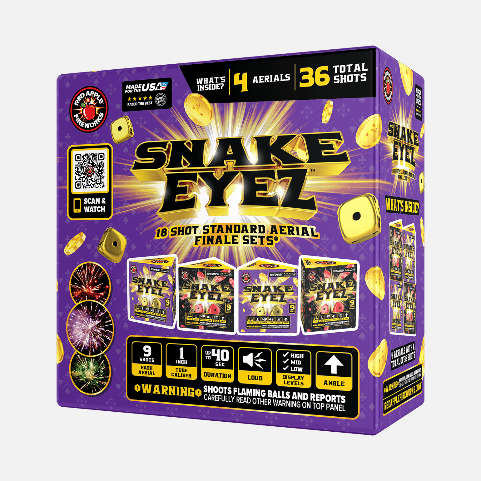 Snake Eyez™ 18 Shot Standard Aerial Finale Set® Standard Finale Sets® (Up to 1200 Grams)