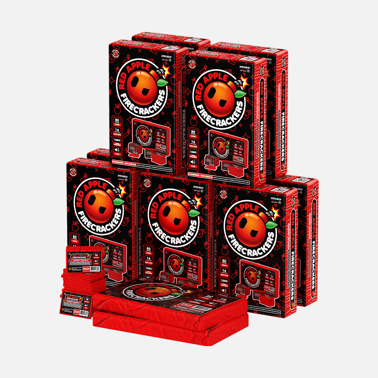 Red Apple® Bombs 16 Shot Full Brick Flash Crackers Firecracker Bricks