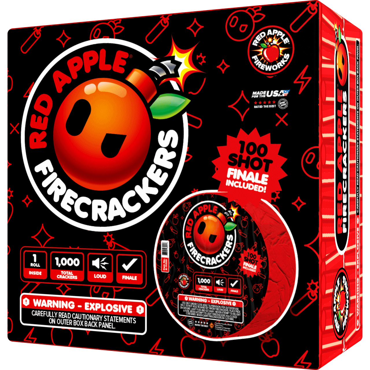 Red Apple® Bombs 1,000 Roll Flash Crackers with 100 Shot Finale