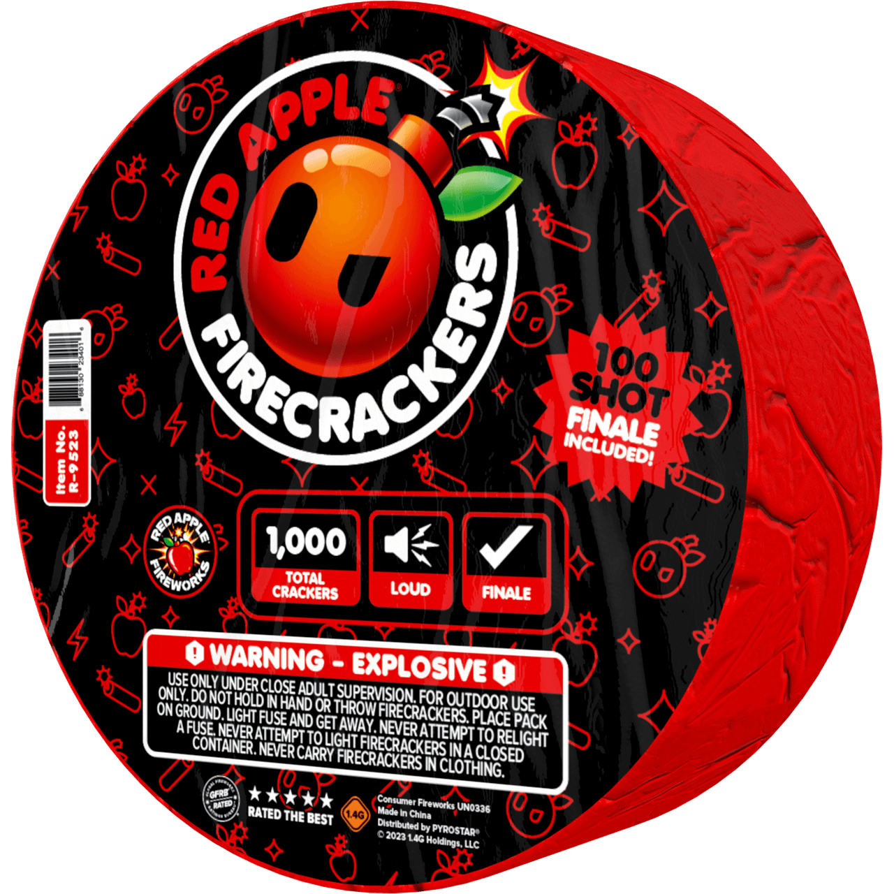 Red Apple® Bombs 1,000 Roll Flash Crackers with 100 Shot Finale