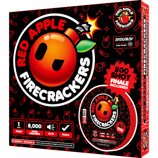 Red Apple® Bombs 8,000 Roll Flash Crackers with 500 Shot Finale
