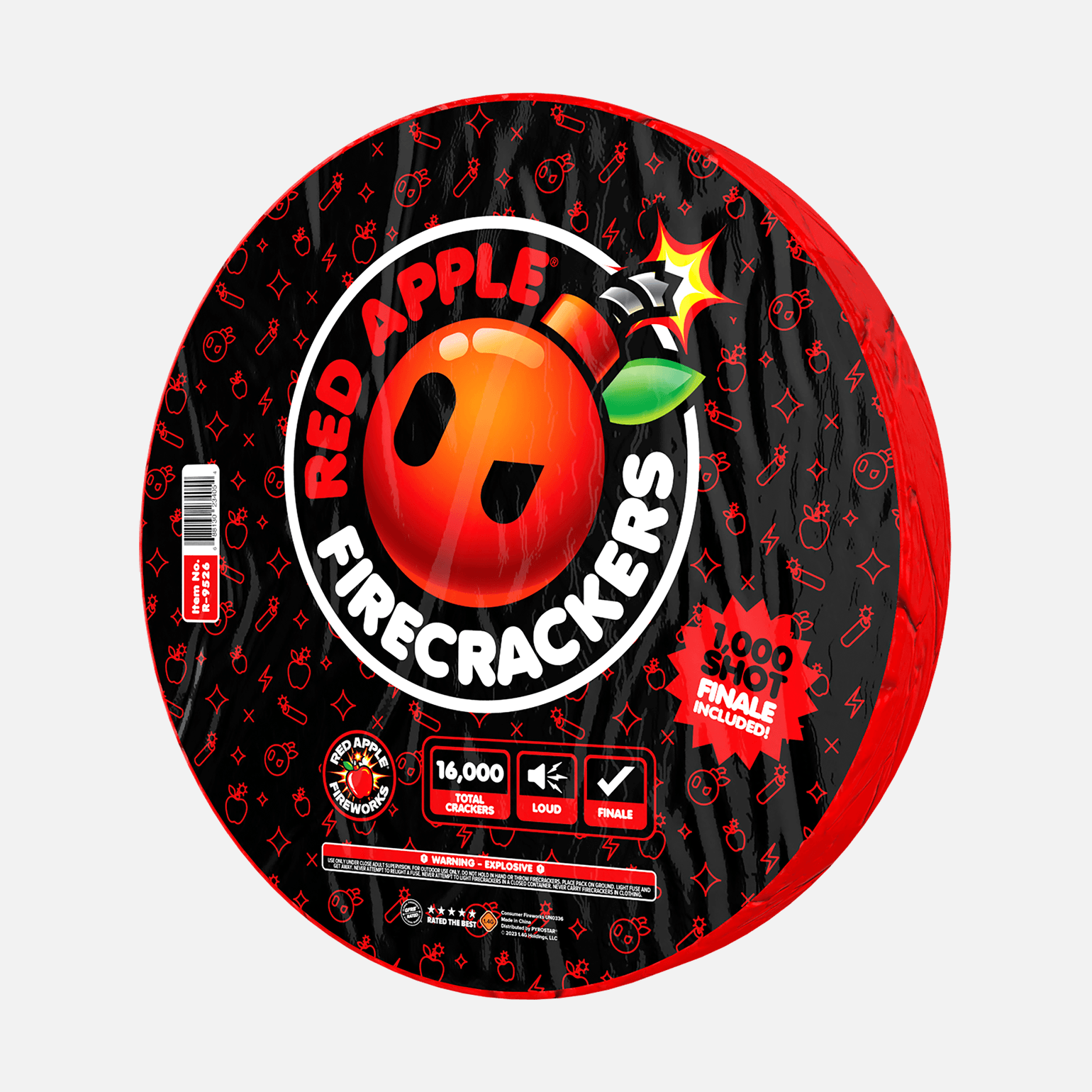 Red Apple® Bombs 16,000 Roll Flash Crackers with 1,000 Shot Finale Firecracker Rolls and Strips