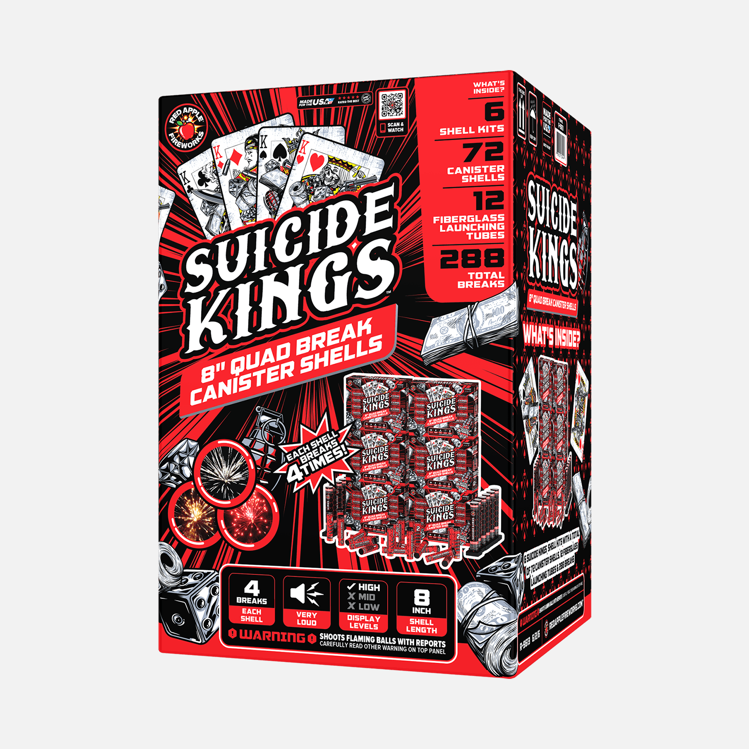 Shell Vape Prices Suicide Kings 8-Inch Quad Break Canister Shells Red Apple Shell Vape Prices Suicide Kings 8-Inch Quad Break Canister Shells Red Apple