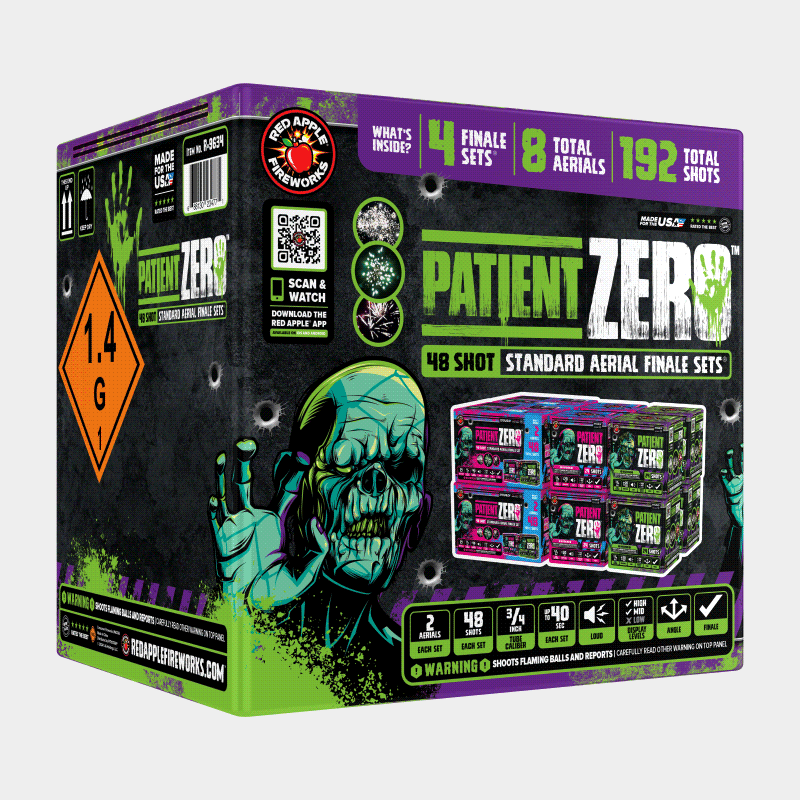 Patient Zero™ 48 Shot Standard Aerial Finale Sets® Standard Finale Sets® (Up to 1200 Grams)