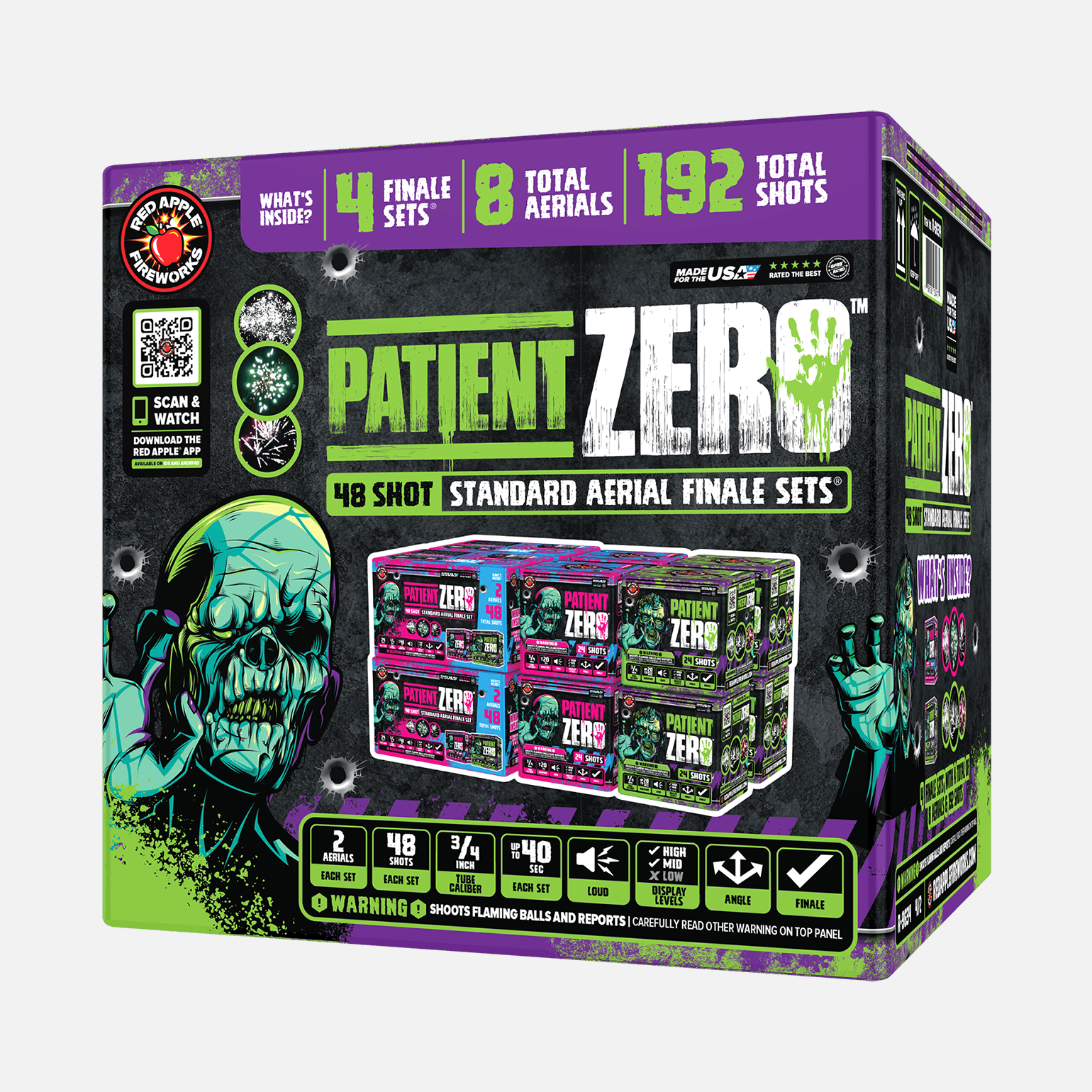 Patient Zero™ 48 Shot Standard Aerial Finale Sets® Standard Finale Sets® (Up to 1200 Grams)