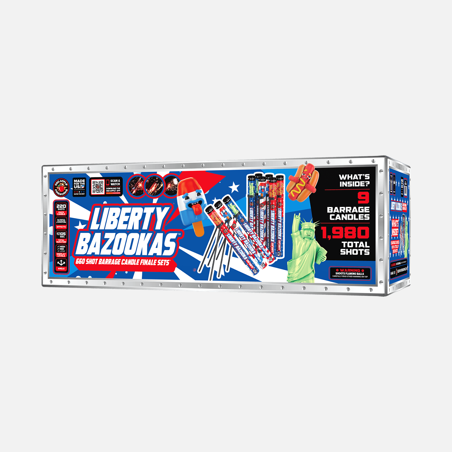 Liberty Bazookas 660 Shot Barrage Candle Finale Set