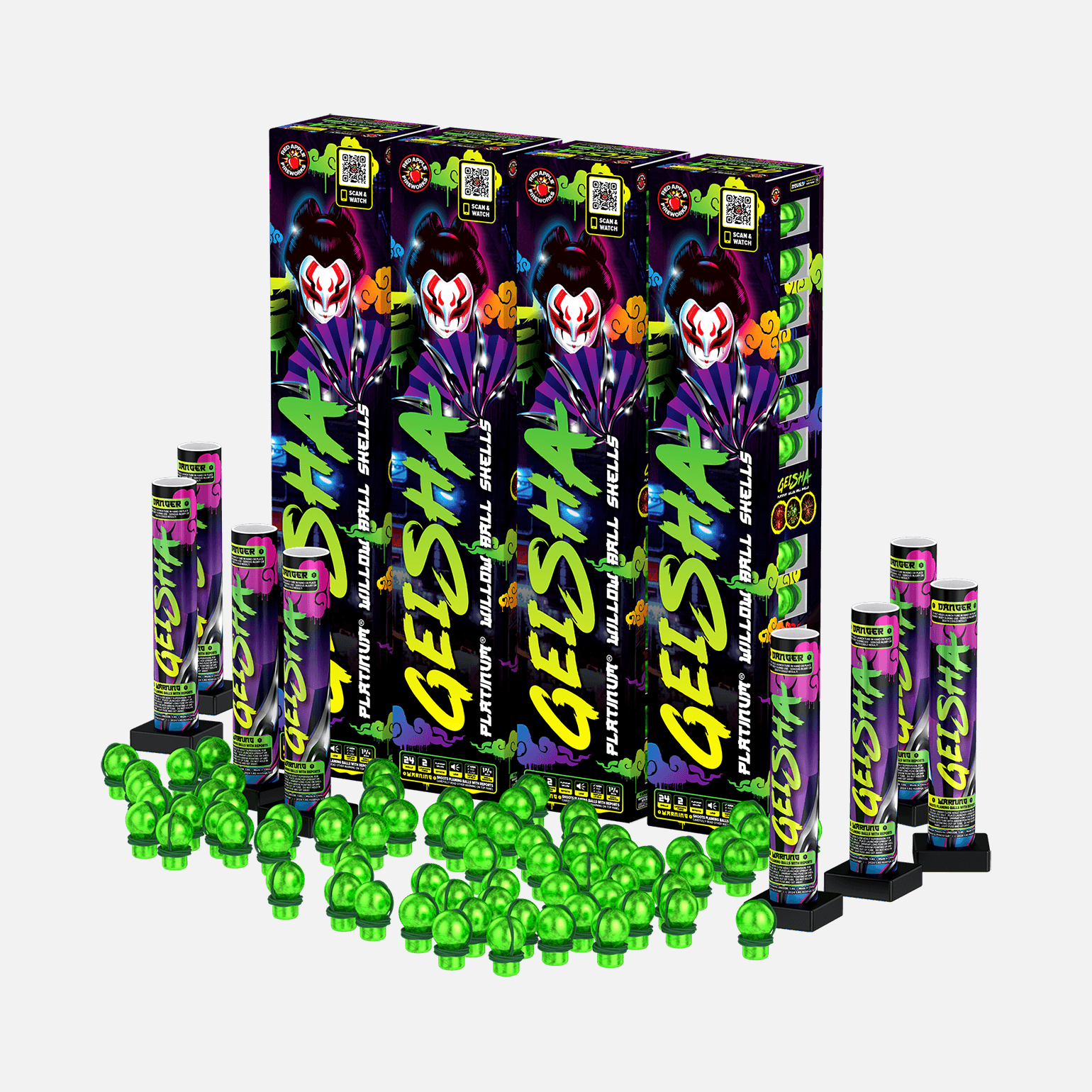 Geisha® Platinum® 24 Shot Willow Ball Shells Canister Shell Kits