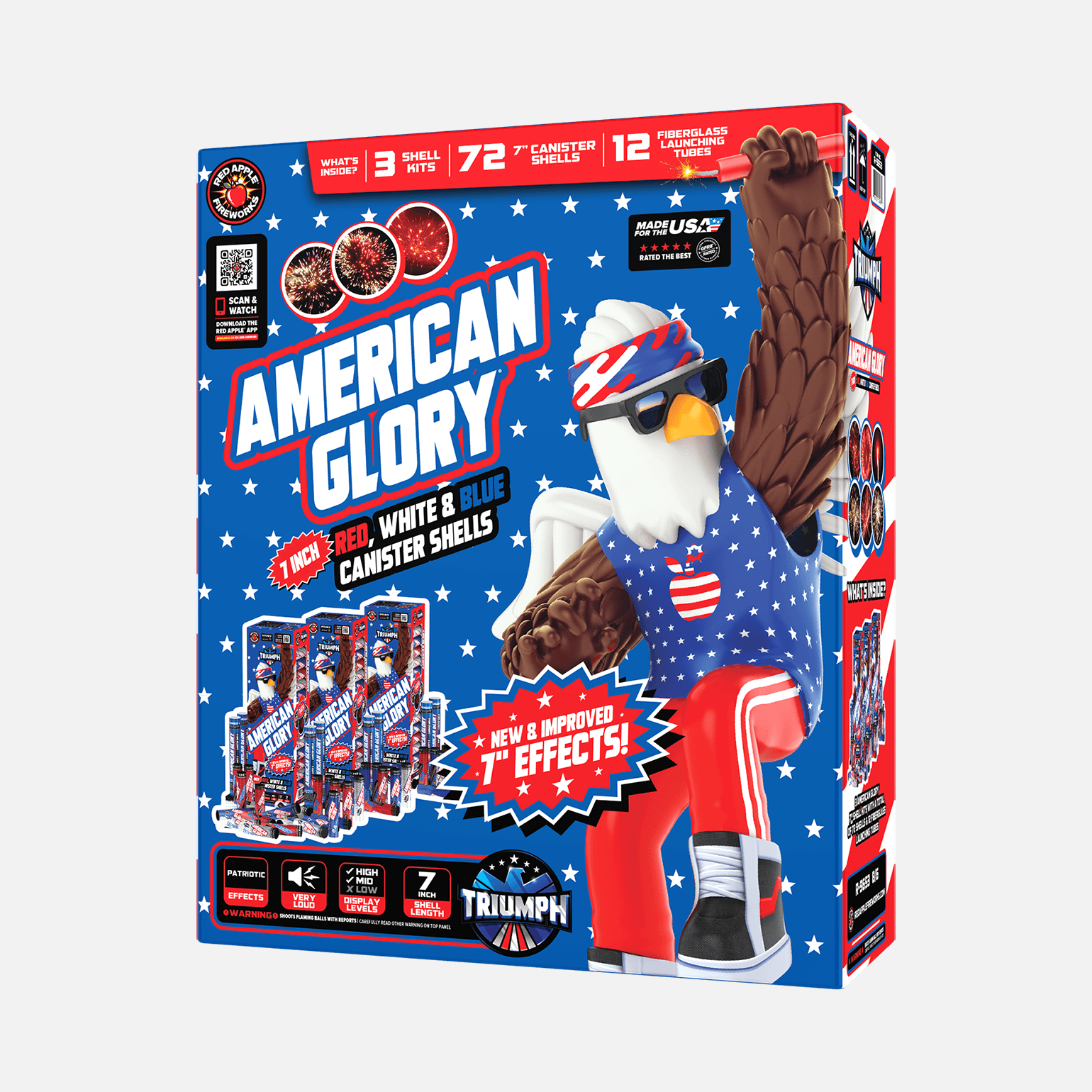 American Glory® 7" 24 Shot Red, White & Blue Canister Shells Canister Shell Kits