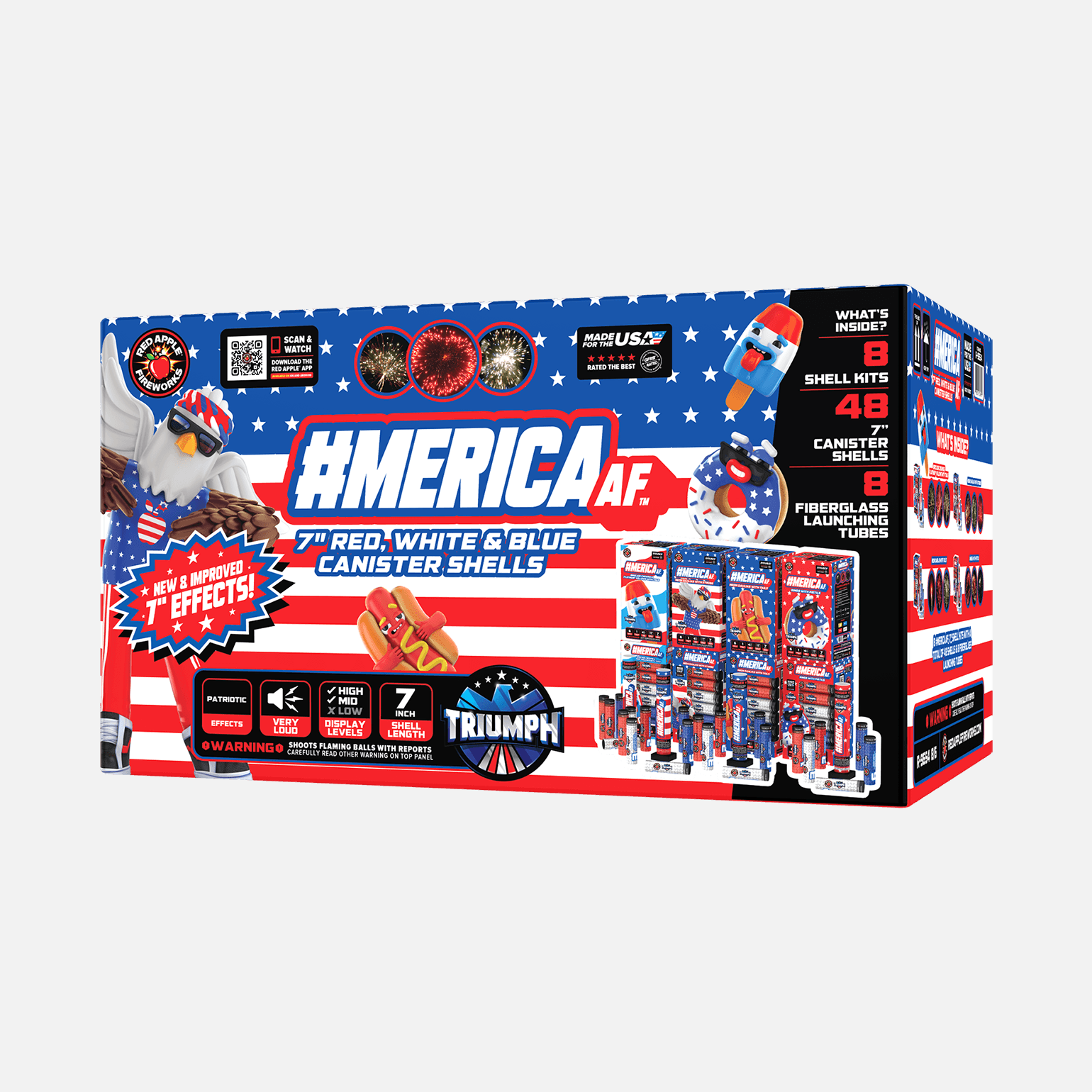 Buy MericaAF 7 Red White Blue Canister Shell Fireworks Online