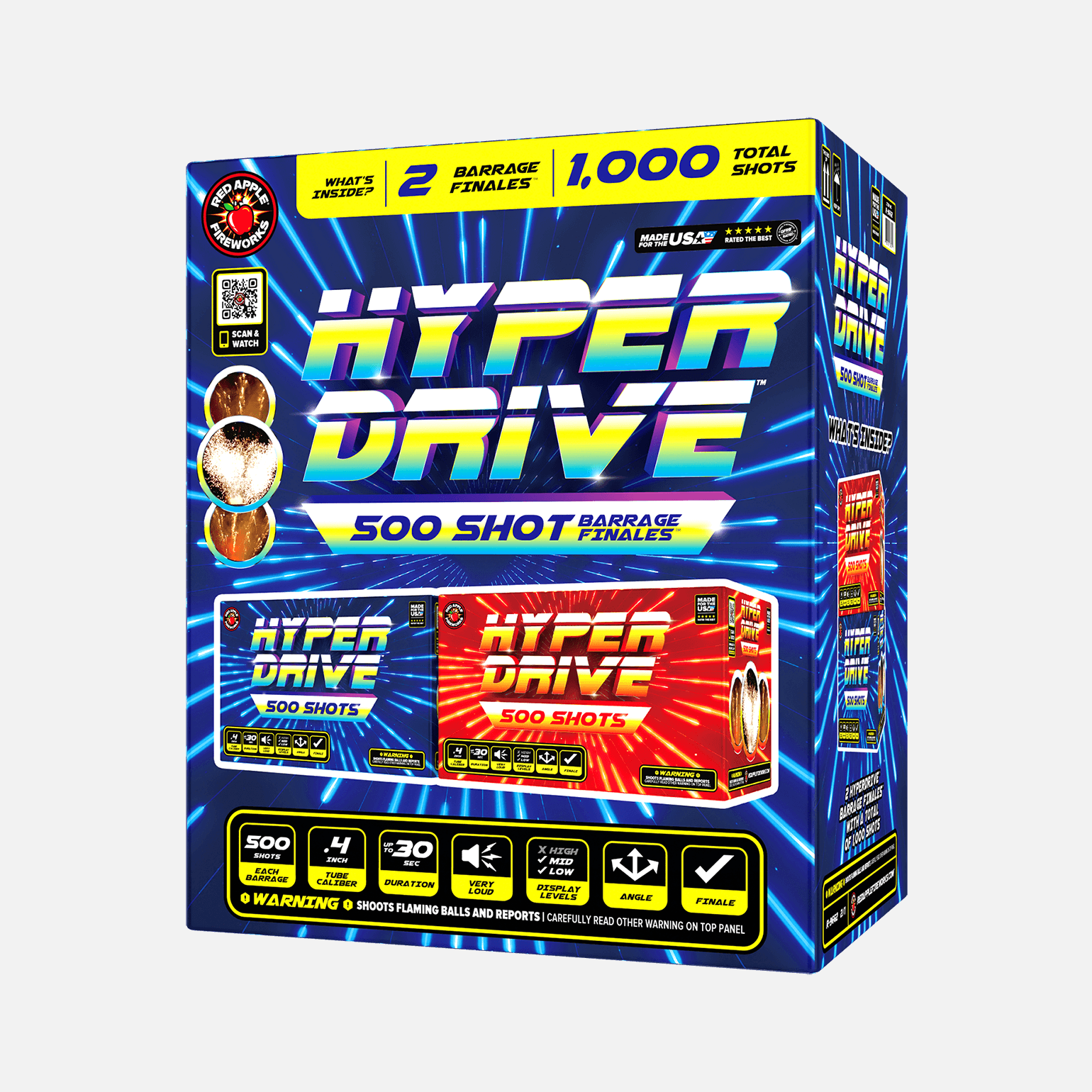 Hyperdrive 500 Shot Barrage Finales – Red Apple Fireworks