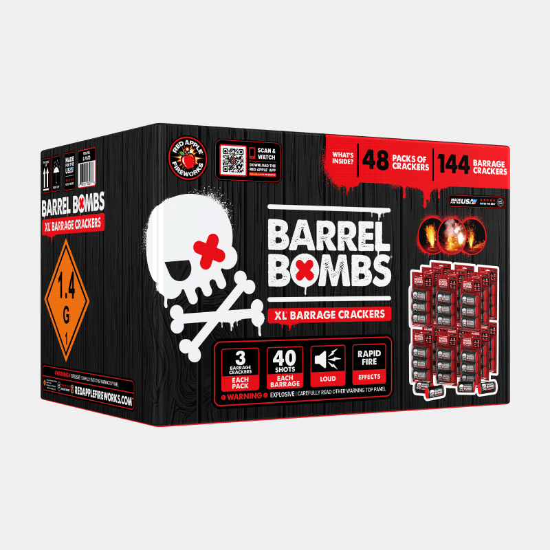 Barrel Bombs® 40 Shot XL® Barrage Crackers Barrage Firecrackers