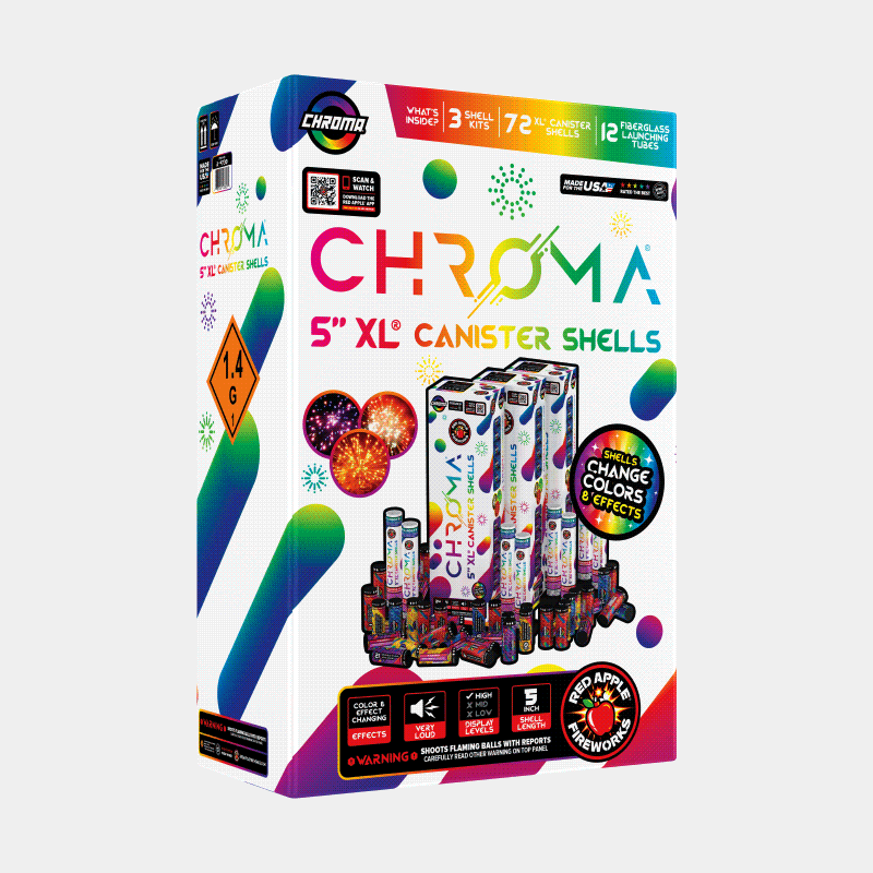 COLOR-CHANGING Chroma® 24 Shot 5 Inch XL® Canister Shells Canister Shell Kits
