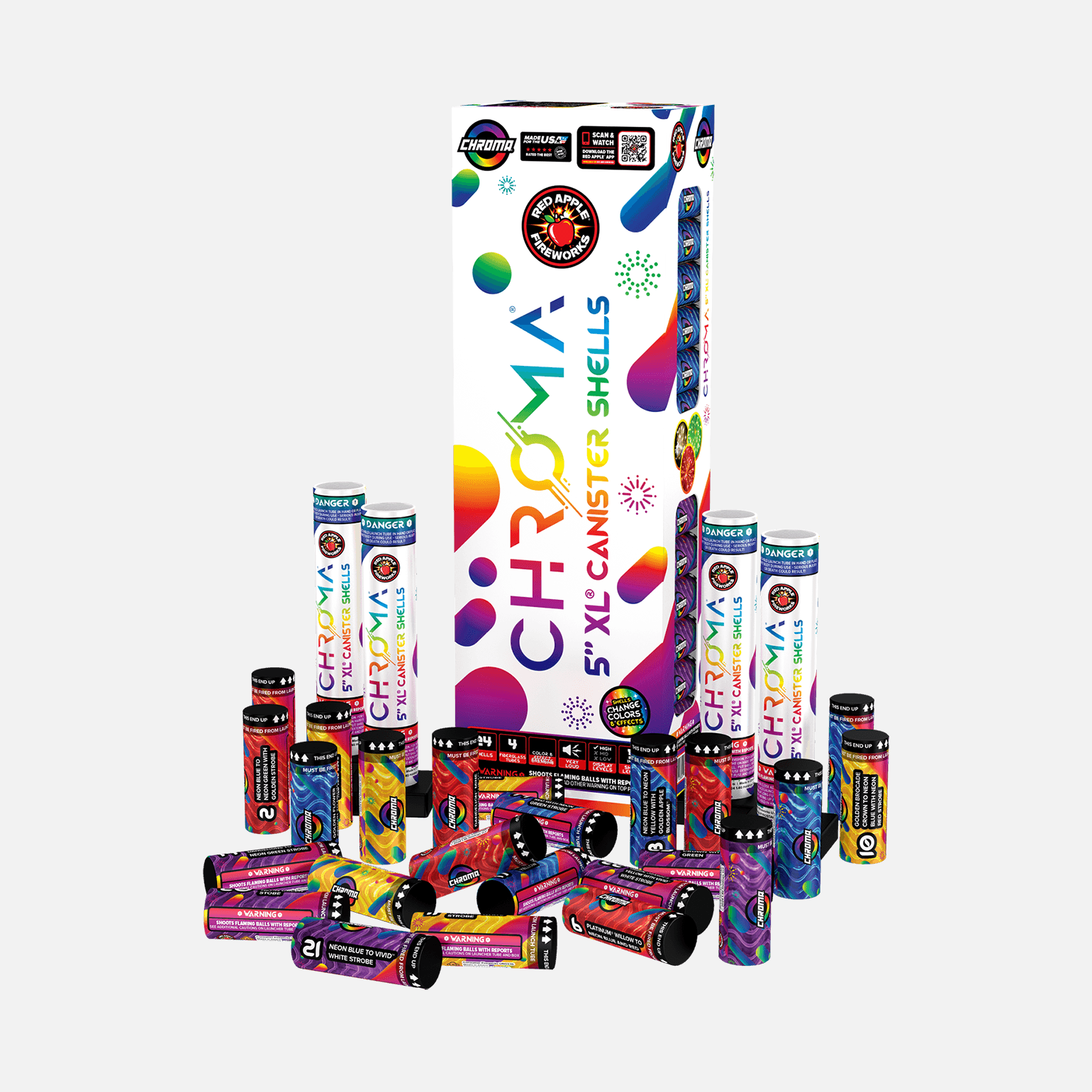 COLOR-CHANGING Chroma® 24 Shot 5 Inch XL® Canister Shells Canister Shell Kits