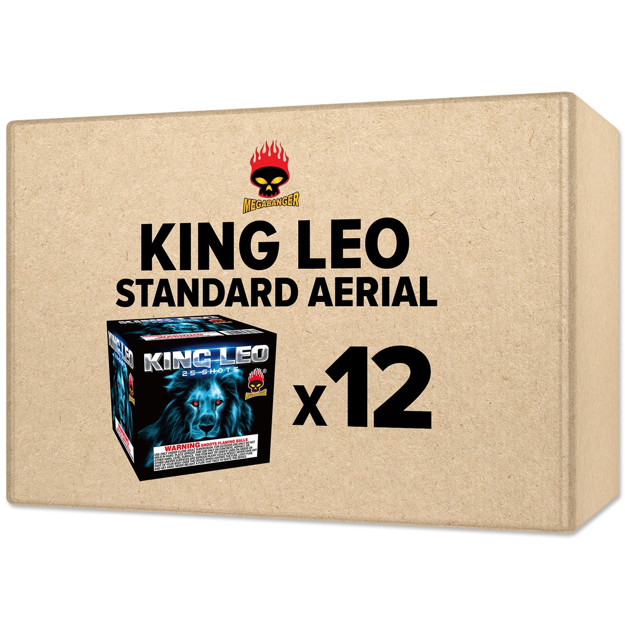 King Leo 25 Shot Standard Aerial Standard Aerial Cakes (Up to 200 Grams)