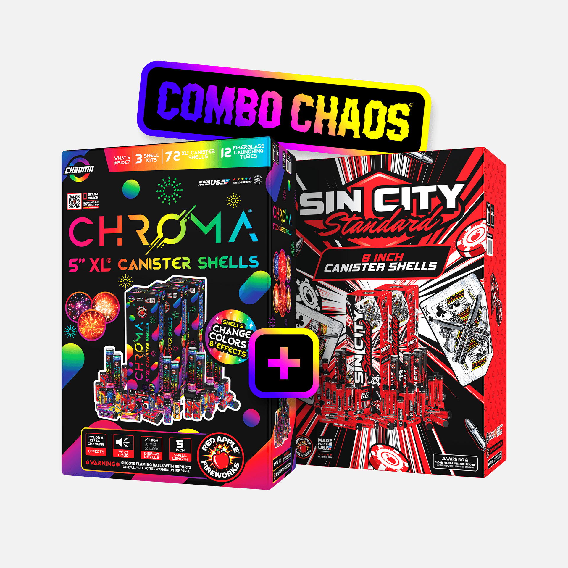 COLOR-CHANGING Chroma® + Sin City Standard™ 8 Inch Canister Shells COLOR-CHANGING Chroma® + Sin City Standard™ 8 Inch Canister Shells