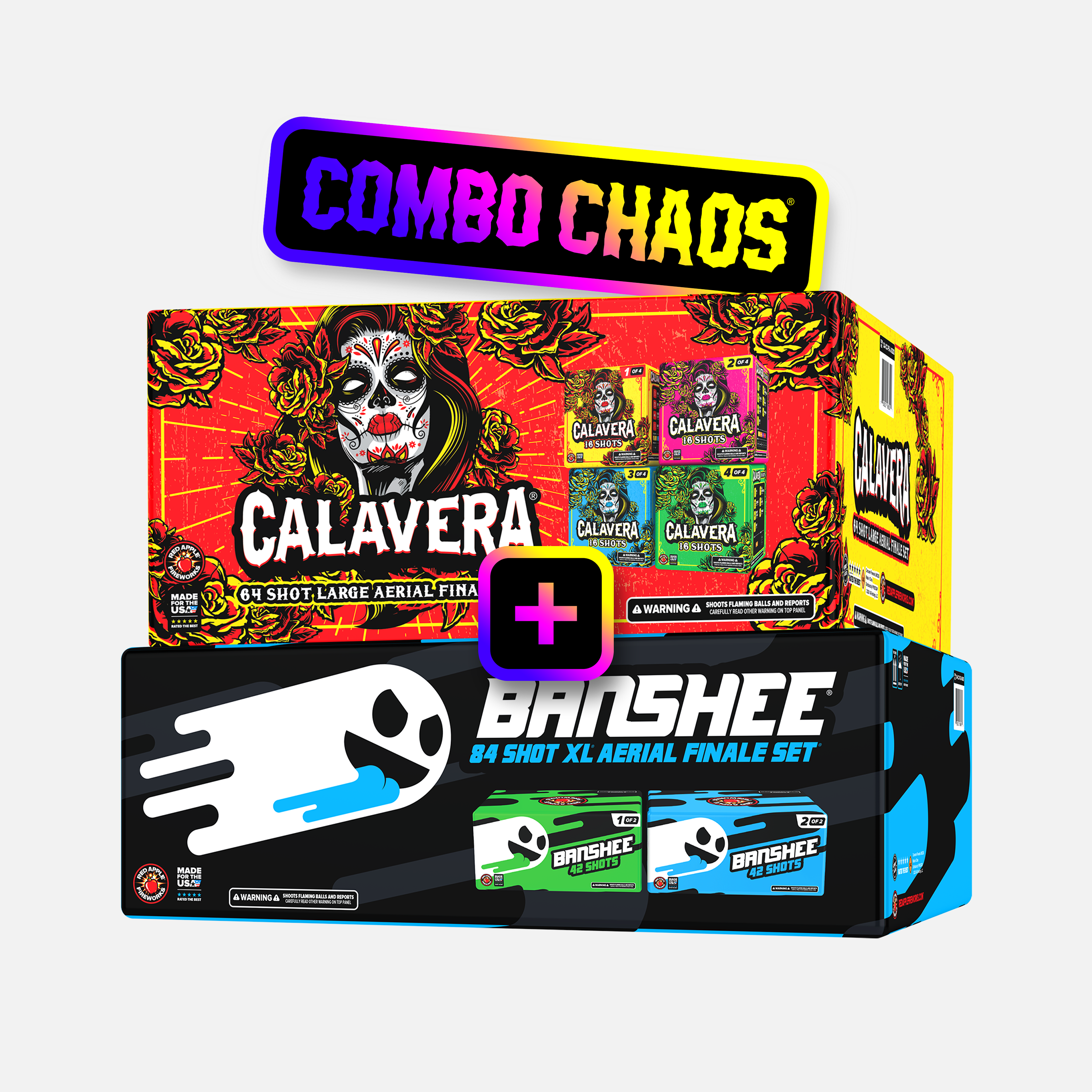 CALAVERA® 64 Shot Large Aerial Finale Set® + Banshee™ 84 Shot XL® Aerial Finale Set®