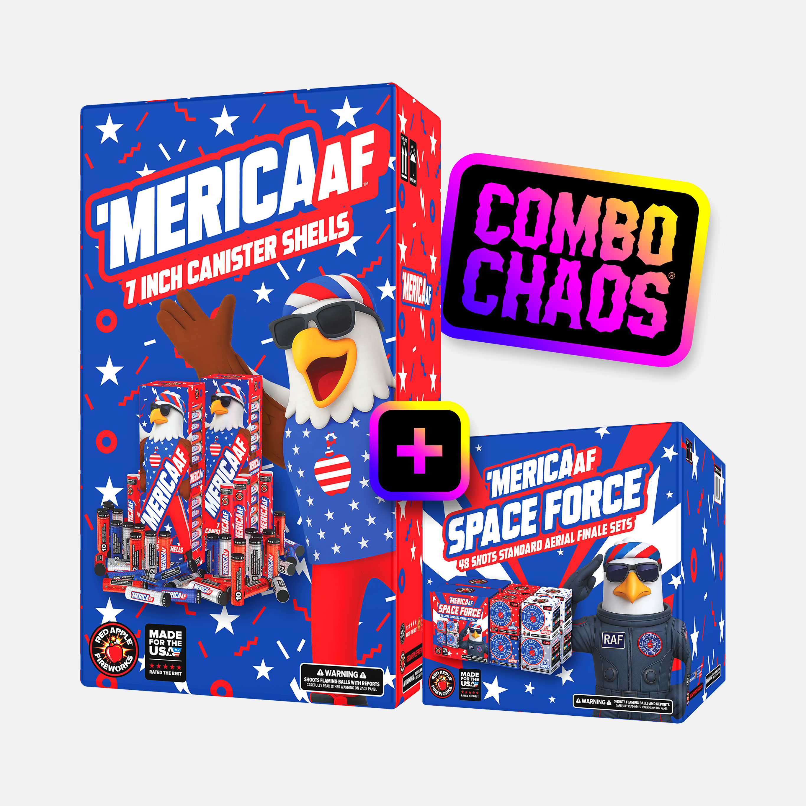 'MERICA AF® Space Force® 48 Shots Standard Aerial Finale Sets® + 'MERICA AF® 7 Inch Canister Shells